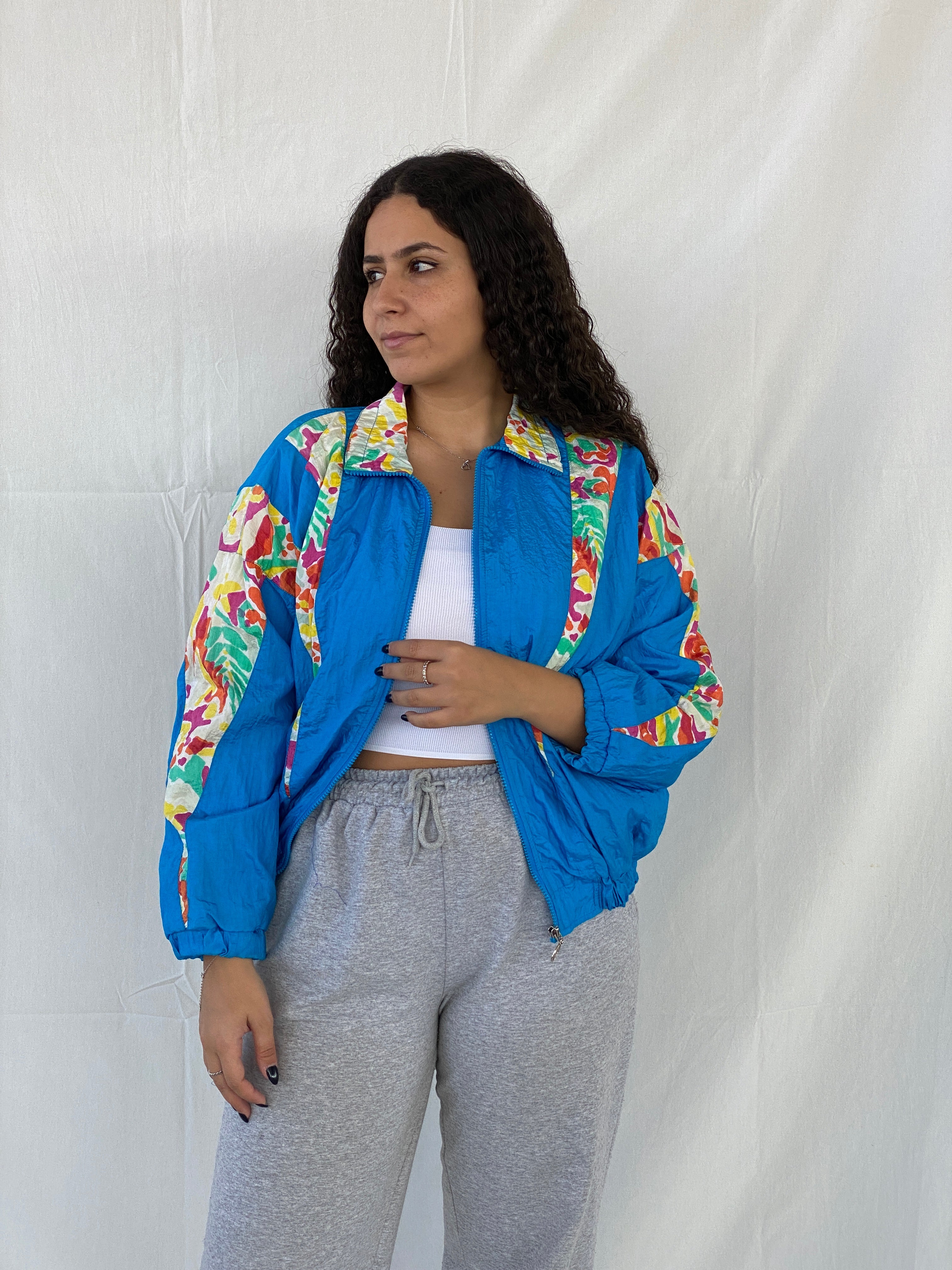 Vintage 80s/90s G Casuals Women’s Blue Windbreaker Track Jacket - S - Balagan Vintage Windbreaker Jacket 00s, 90s, Dina, vintage windbreaker, windbreaker, windbreaker jacket