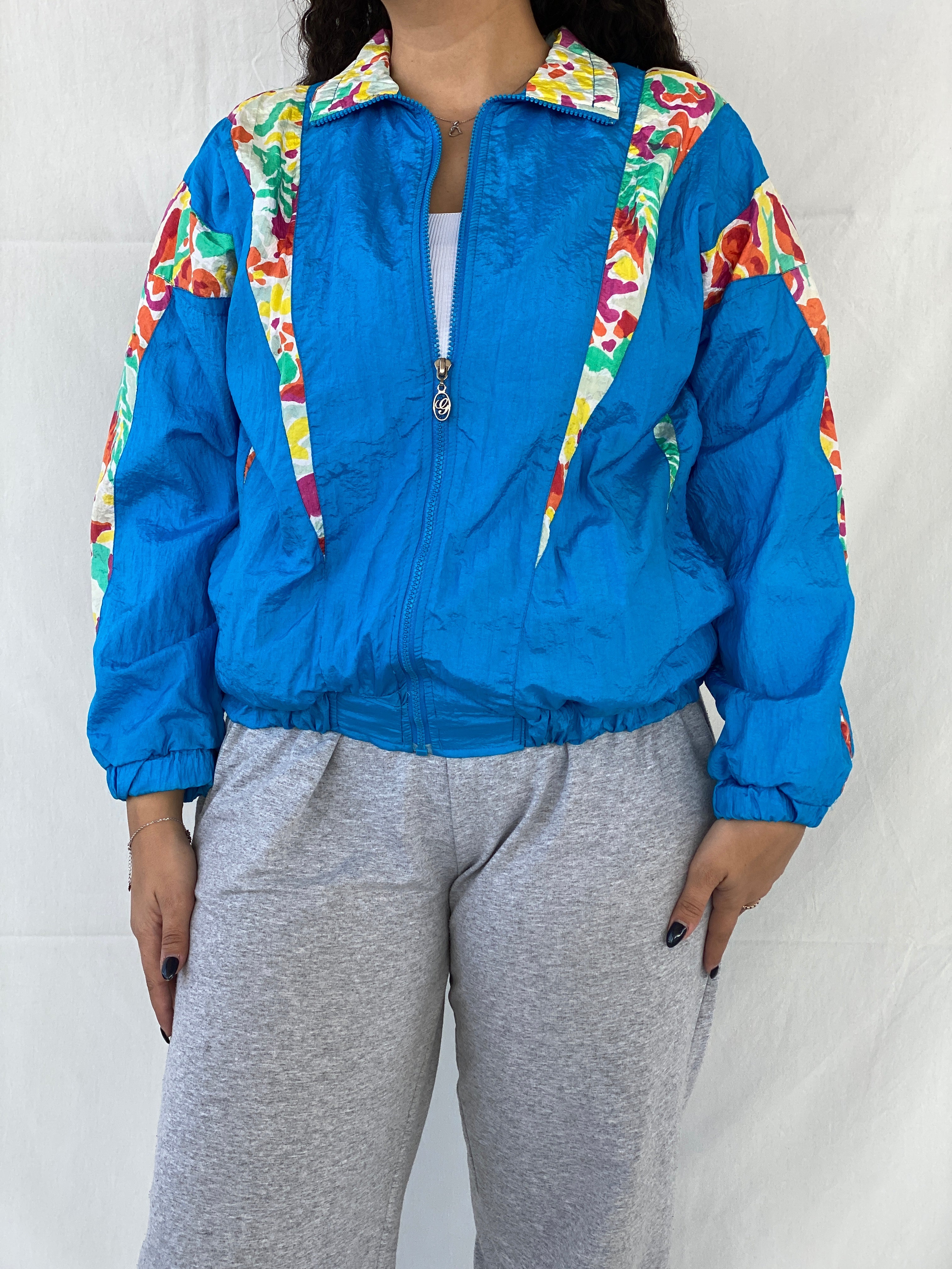 Vintage 80s/90s G Casuals Women’s Blue Windbreaker Track Jacket - S - Balagan Vintage Windbreaker Jacket 00s, 90s, Dina, vintage windbreaker, windbreaker, windbreaker jacket