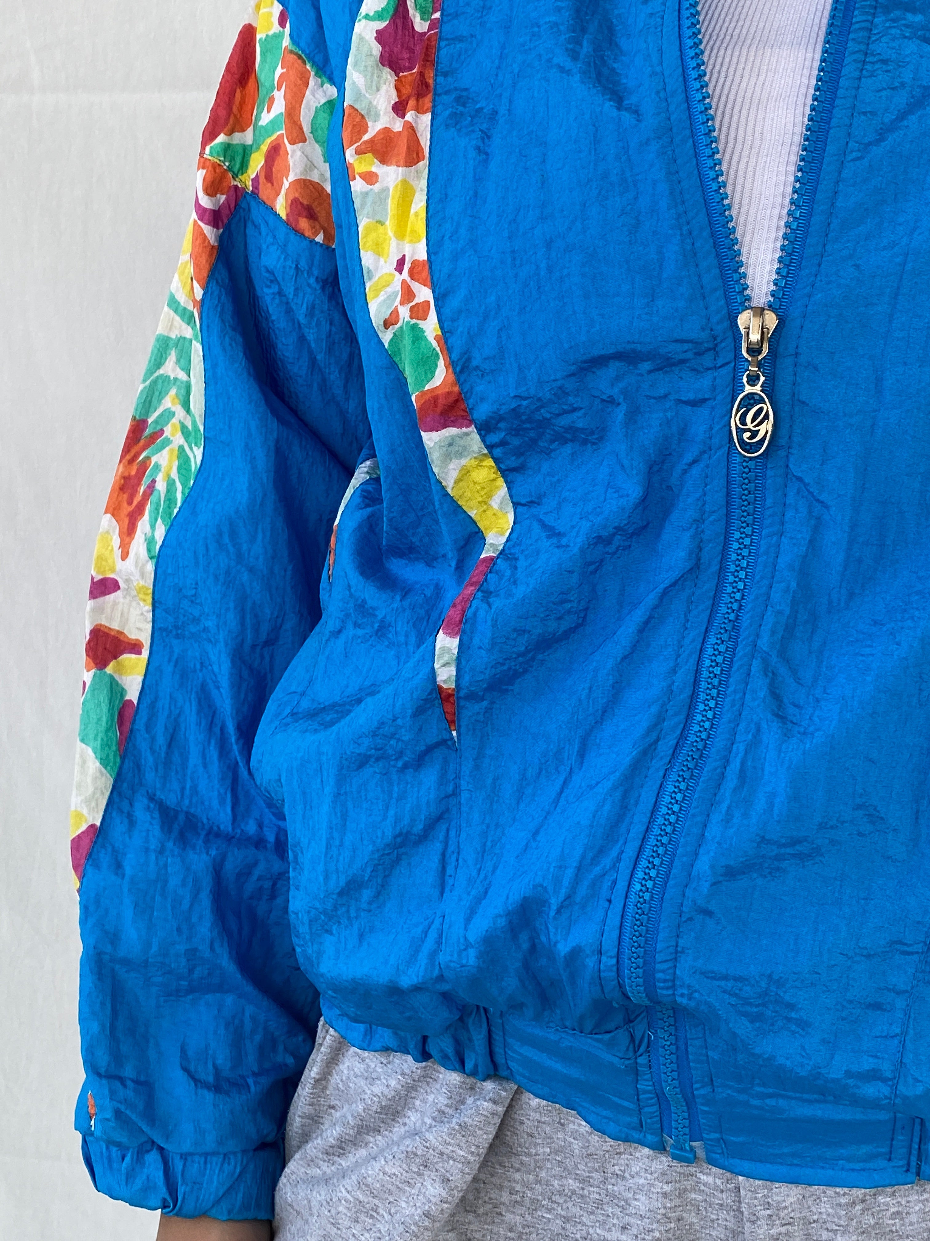 Vintage 80s/90s G Casuals Women’s Blue Windbreaker Track Jacket - S - Balagan Vintage Windbreaker Jacket 00s, 90s, Dina, vintage windbreaker, windbreaker, windbreaker jacket