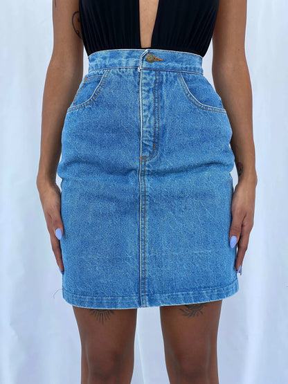 Vintage 80s/90s Guess Paris Denim Skirt - Balagan Vintage Mini Skirt 90s, denim, mini denim skirt, mini skirt, summer, Tojan