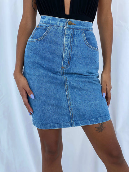 Vintage 80s/90s Guess Paris Denim Skirt - Balagan Vintage Mini Skirt 90s, denim, mini denim skirt, mini skirt, summer, Tojan