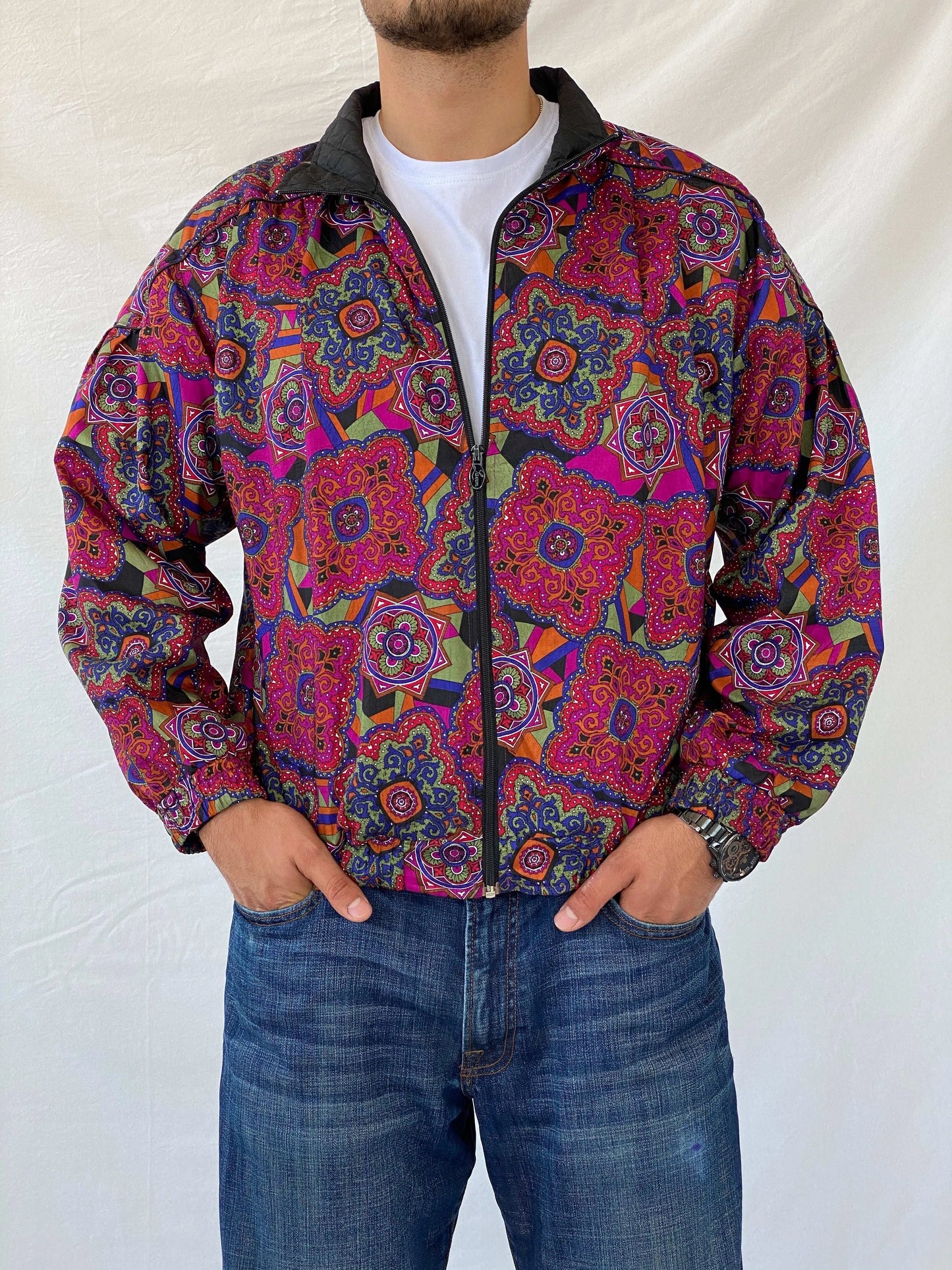 Vintage 80s/90s Lavon by Cheerful Corp Paisley Print Track Jacket - L - Balagan Vintage Windbreaker Jacket 90s, Ramez, summer, vintage windbreaker, windbreaker, windbreaker jacket
