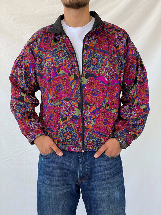Vintage 80s/90s Lavon by Cheerful Corp Paisley Print Track Jacket - L - Balagan Vintage Windbreaker Jacket 90s, Ramez, summer, vintage windbreaker, windbreaker, windbreaker jacket