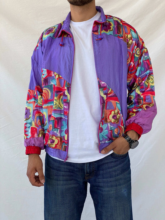 Vintage 80s/90s Profile Multi-Colored Windbreaker Jacket - L - Balagan Vintage Windbreaker Jacket 80s, 90s, Ramez, vintage windbreaker, windbreaker, windbreaker jacket