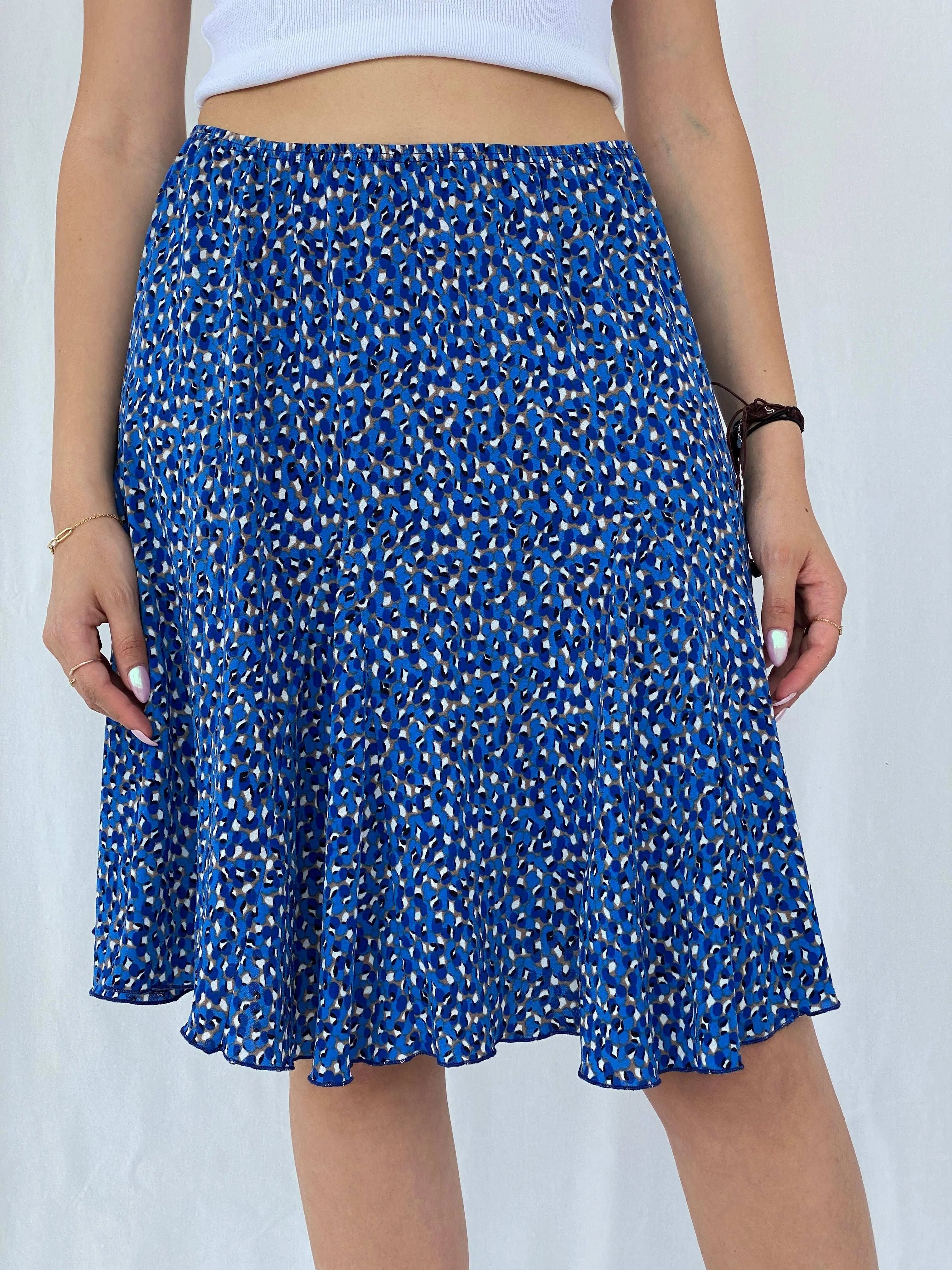 Vintage 80s/90s RHETORIQUE Blue Midi Skirt - Balagan Vintage Midi Skirt 80s, 90s, Juana, midi skirt, women skirt