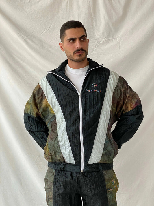 Vintage 80s/90s Sergio Tacchini Black Track Windbreaker Jacket - L - Balagan Vintage Windbreaker Jacket 90s, Ramez, summer, vintage windbreaker, windbreaker, windbreaker jacket
