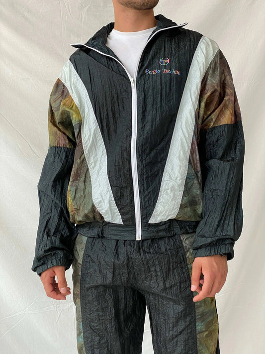 Vintage 80s/90s Sergio Tacchini Black Track Windbreaker Jacket - L - Balagan Vintage Windbreaker Jacket 90s, Ramez, summer, vintage windbreaker, windbreaker, windbreaker jacket