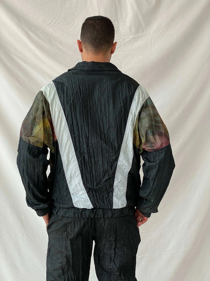 Vintage 80s/90s Sergio Tacchini Black Track Windbreaker Jacket - L - Balagan Vintage Windbreaker Jacket 90s, Ramez, summer, vintage windbreaker, windbreaker, windbreaker jacket