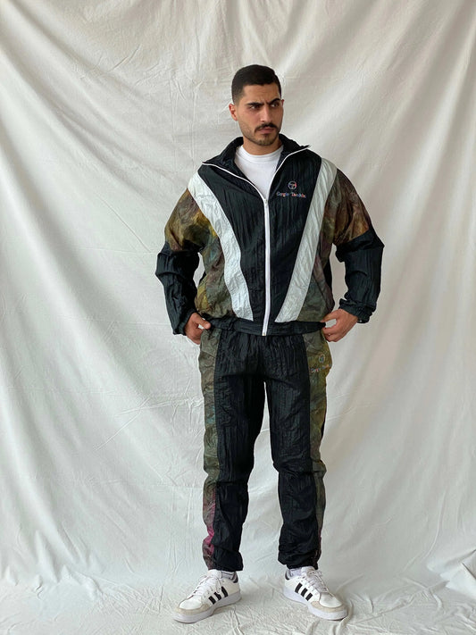 Vintage 80s/90s Sergio Tacchini Black Track Windbreaker Pants - L - Balagan Vintage Track Pants 80s, 90s, Ramez, vintage pants, windbreaker, winter
