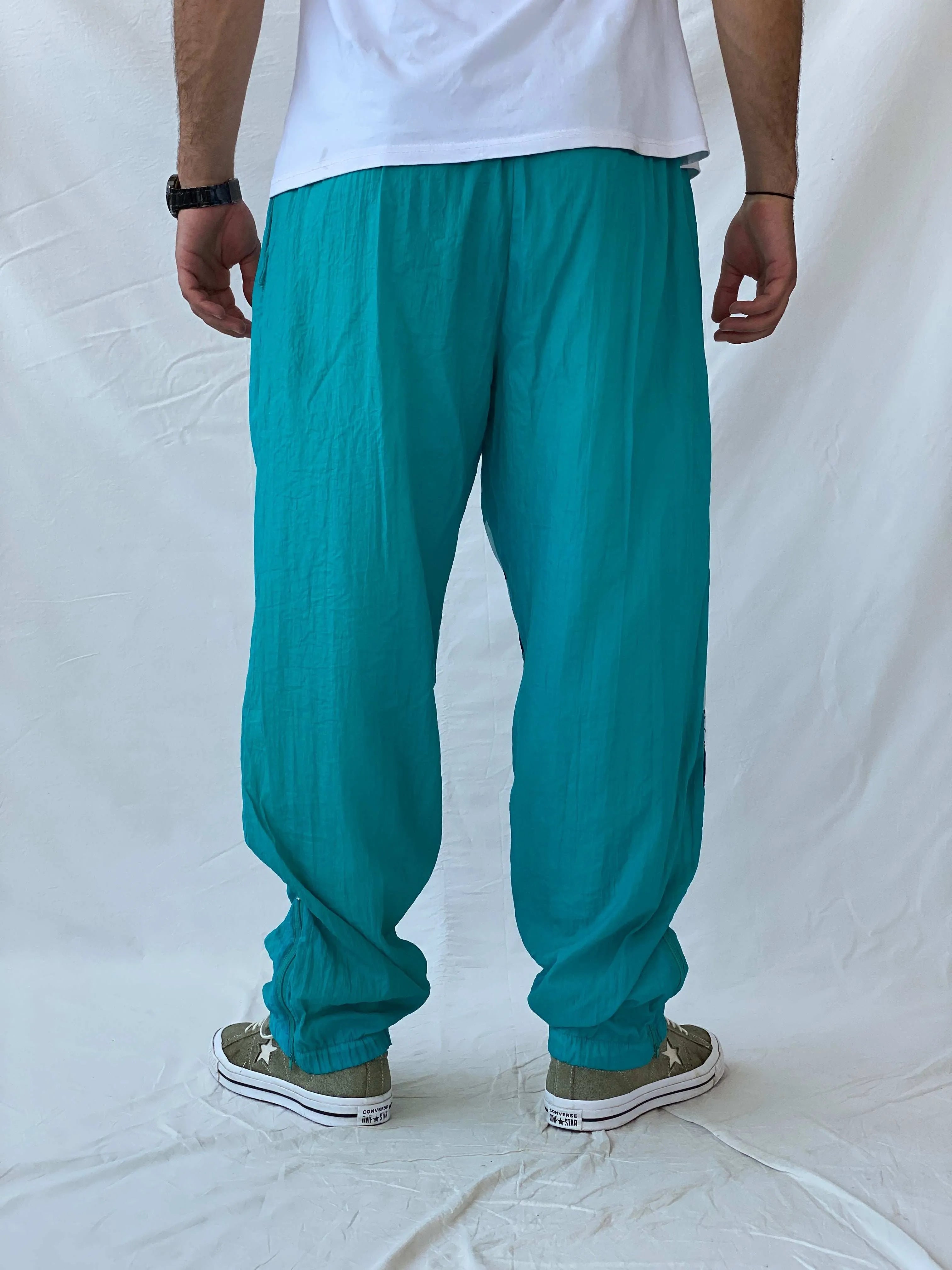 Vintage 80s/90s Sportswear Green Windbreaker Track Pants - L - Balagan Vintage Track Pants 80s, 90s, Ramez, vintage pants