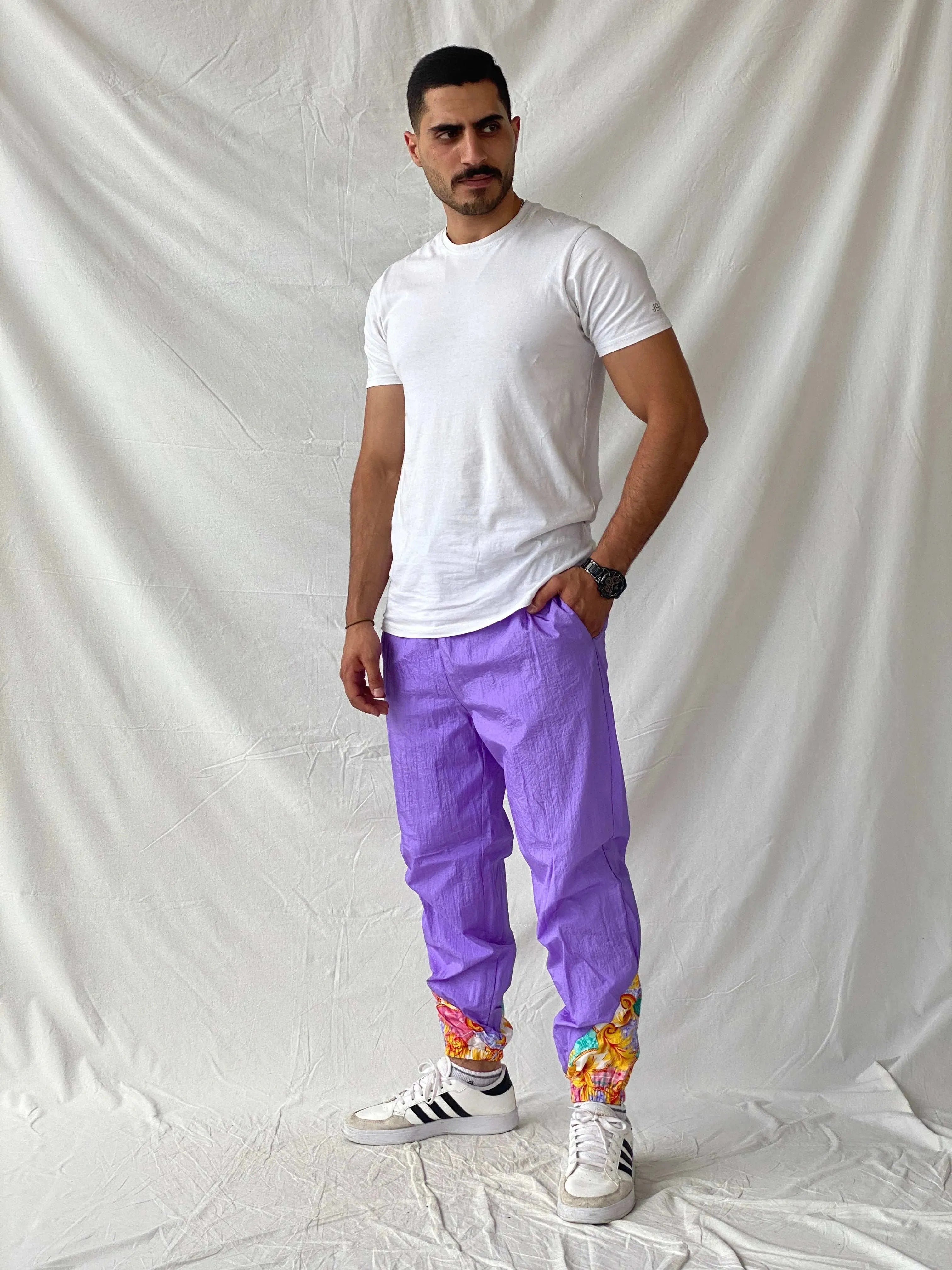 Vintage 80s/90s Sportswear Purple Windbreaker Track Pants - S - Balagan Vintage Track Pants 80s, 90s, Ramez, vintage pants, windbreaker, winter