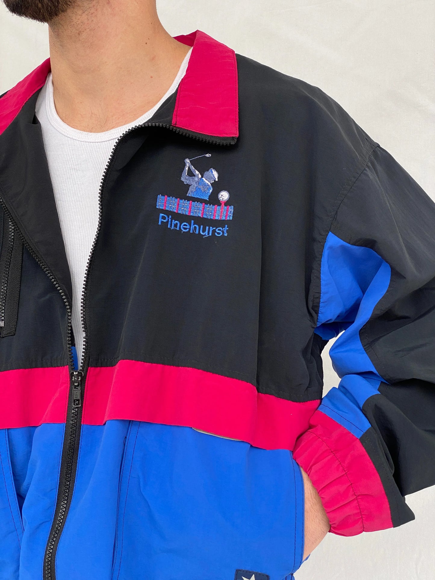 Vintage 80s/90s STARBUS Black Windbreaker Track Jacket - L - Balagan Vintage Windbreaker Jacket consignment, Hamza, Tasnim, vintage windbreaker, windbreaker, windbreaker jacket, winter