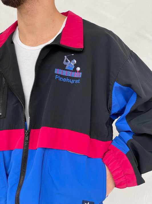 Vintage 80s/90s STARBUS Black Windbreaker Track Jacket - L - Balagan Vintage Windbreaker Jacket consignment, Hamza, Tasnim, vintage windbreaker, windbreaker, windbreaker jacket, winter