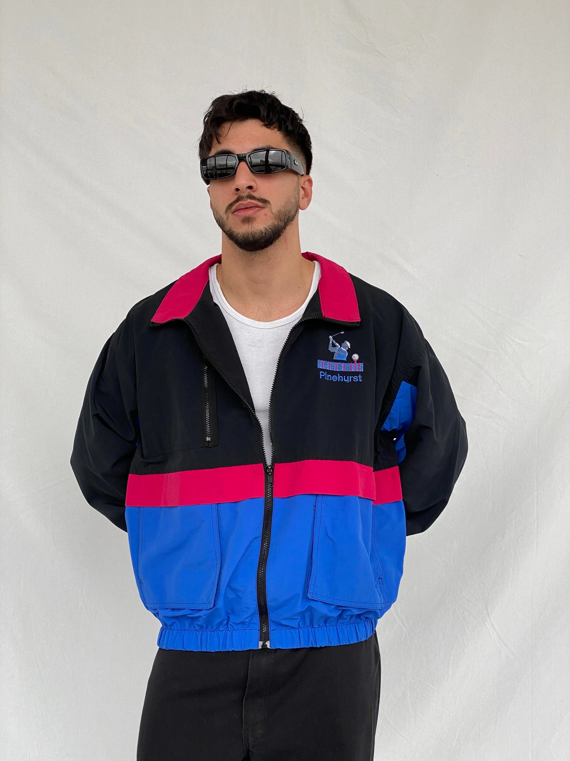 Vintage 80s/90s STARBUS Black Windbreaker Track Jacket - L - Balagan Vintage Windbreaker Jacket consignment, Hamza, Tasnim, vintage windbreaker, windbreaker, windbreaker jacket, winter