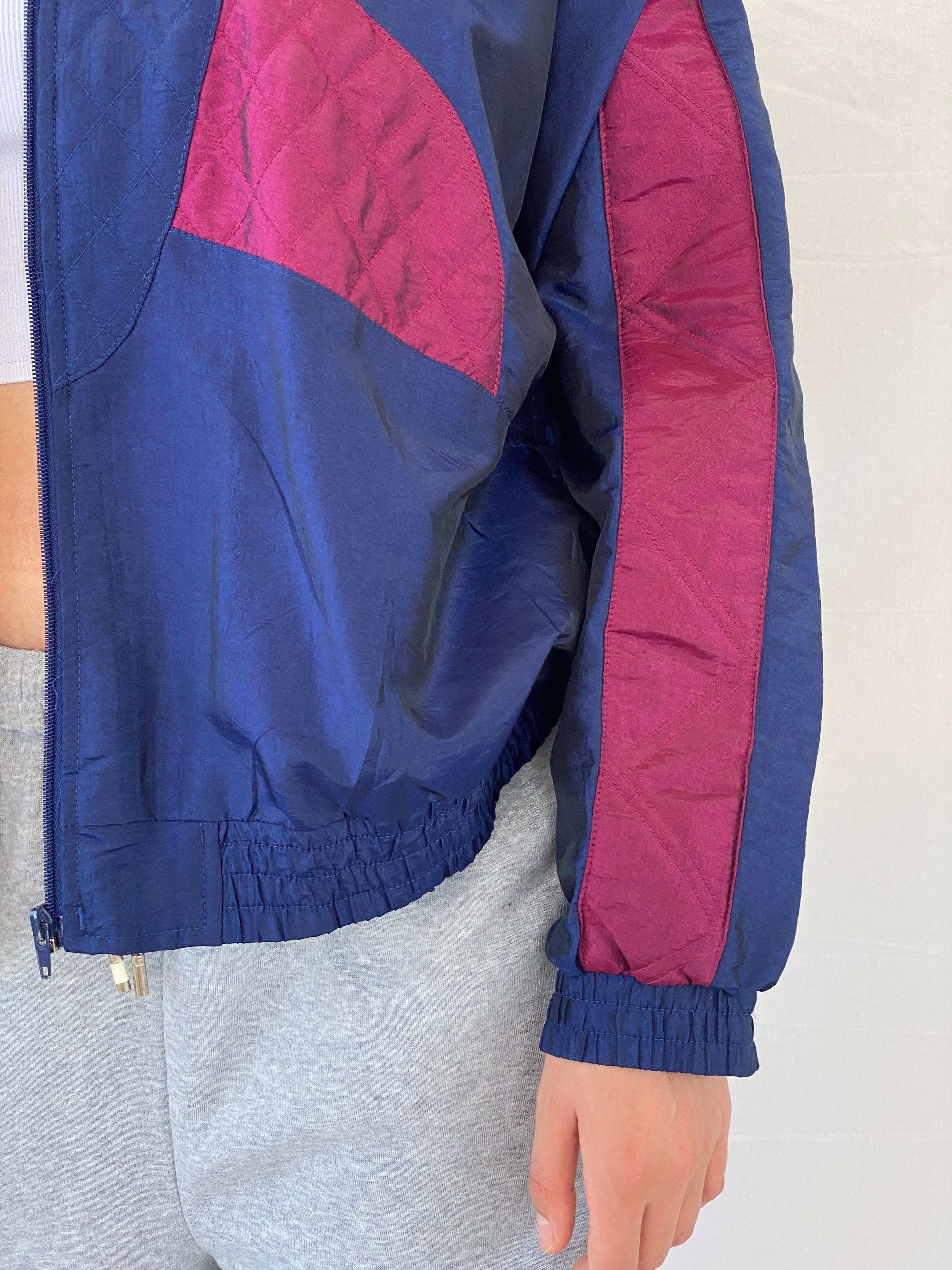 Vintage 80s/90s Sunterra Navy Windbreaker Track Jacket - L - Balagan Vintage Windbreaker Jacket 00s, Mira, vintage, vintage windbreaker, windbreaker, windbreaker jacket, women