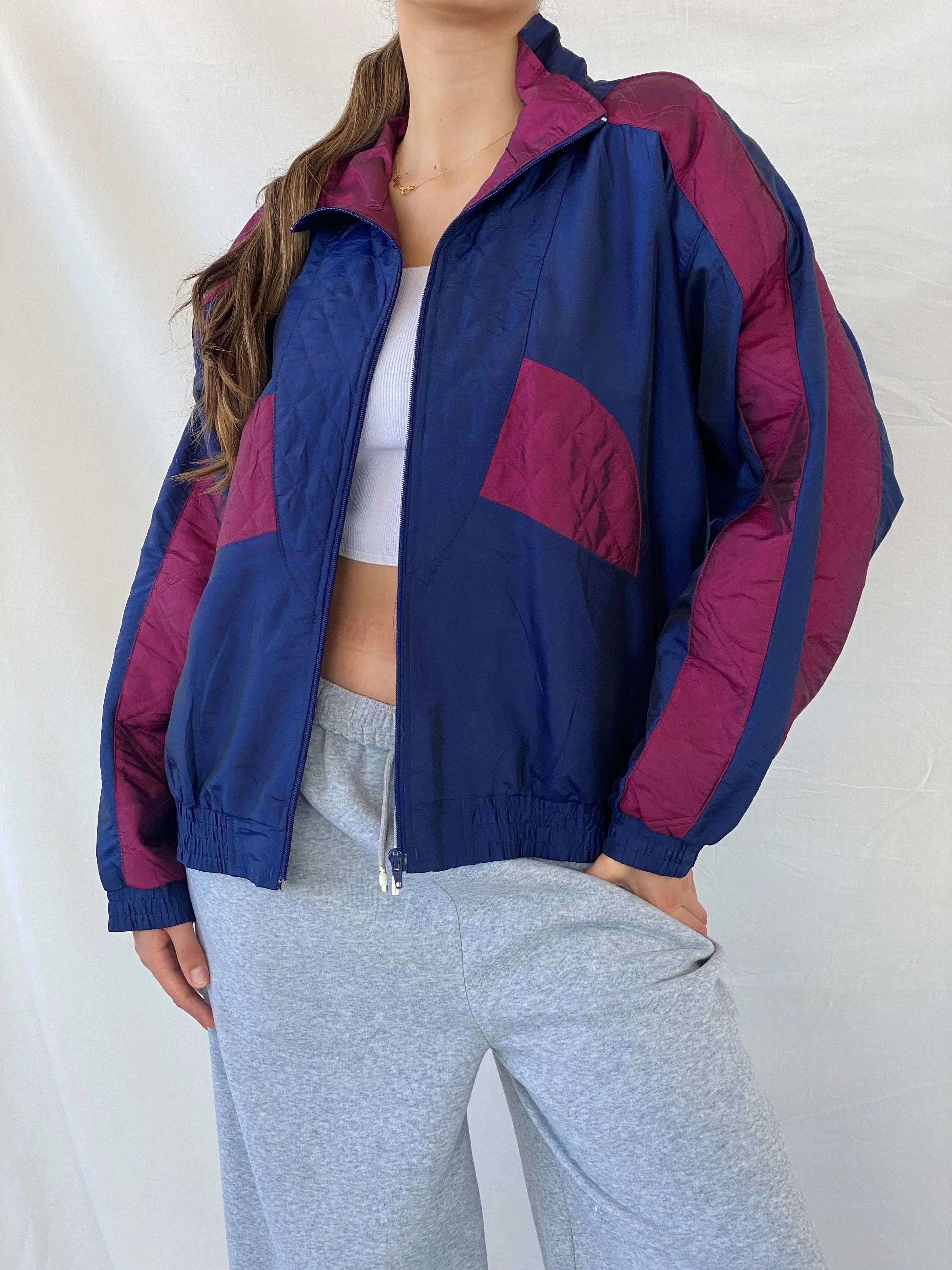 Vintage 80s/90s Sunterra Navy Windbreaker Track Jacket - L - Balagan Vintage Windbreaker Jacket 00s, Coats&Jackets, Mira, vintage, vintage windbreaker, windbreaker, windbreaker jacket, women, Women's Windbreaker Jackets