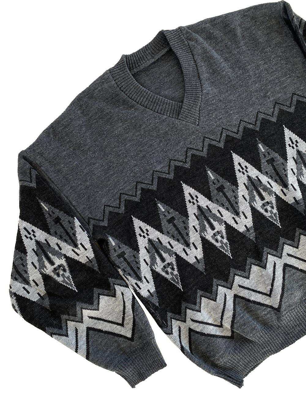 Vintage 80s/90s Unisex Knitted Geometric Sweater - Balagan Vintage Sweater 00s, 80s, 90s, knitted sweater, sweater