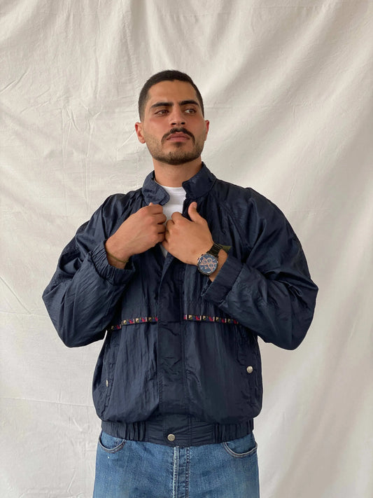 Vintage 80s/90s Van Grack Navy Windbreaker Track Jacket - L - Balagan Vintage Windbreaker Jacket 90s, Ramez, summer, vintage windbreaker, windbreaker, windbreaker jacket