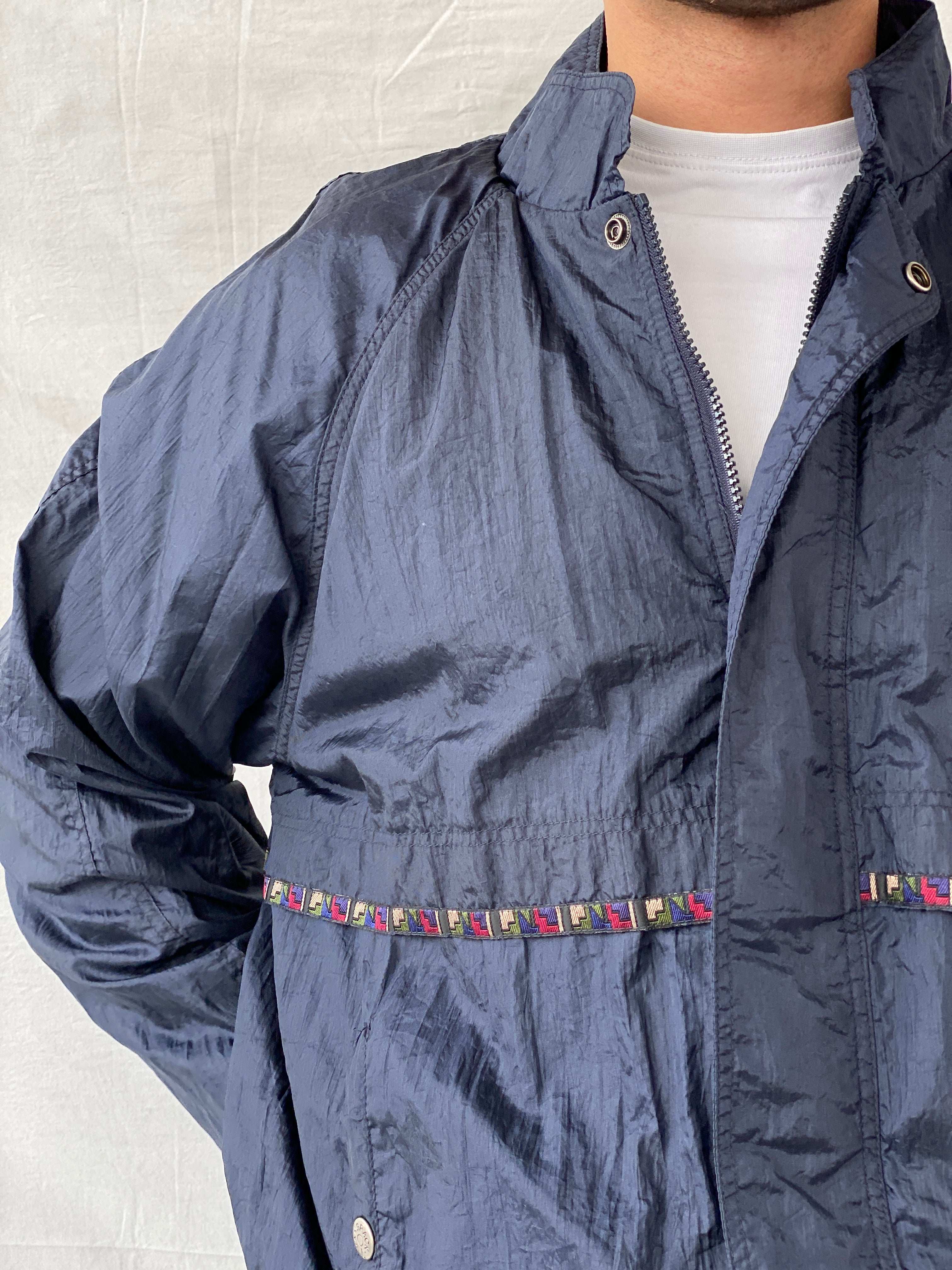 Vintage 80s/90s Van Grack Navy Windbreaker Track Jacket - L - Balagan Vintage Windbreaker Jacket 90s, Ramez, summer, vintage windbreaker, windbreaker, windbreaker jacket