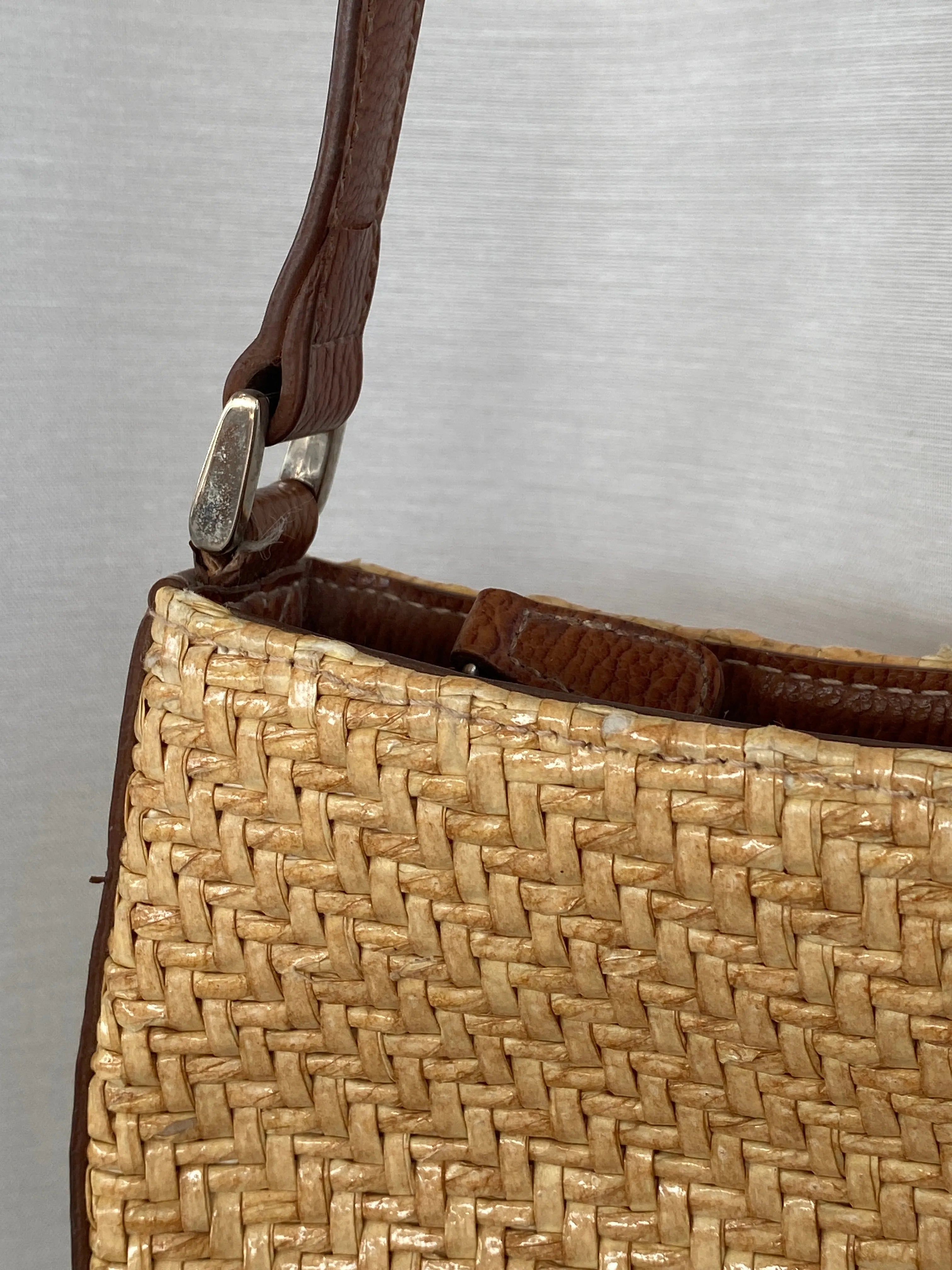 Vintage 90’s Y2K Liz Claiborne Shoulder Bag Purse, Woven Raffia Straw Wicker - Balagan Vintage Shoulder Bag 00s, bag, consignment, handbag, Tasnim