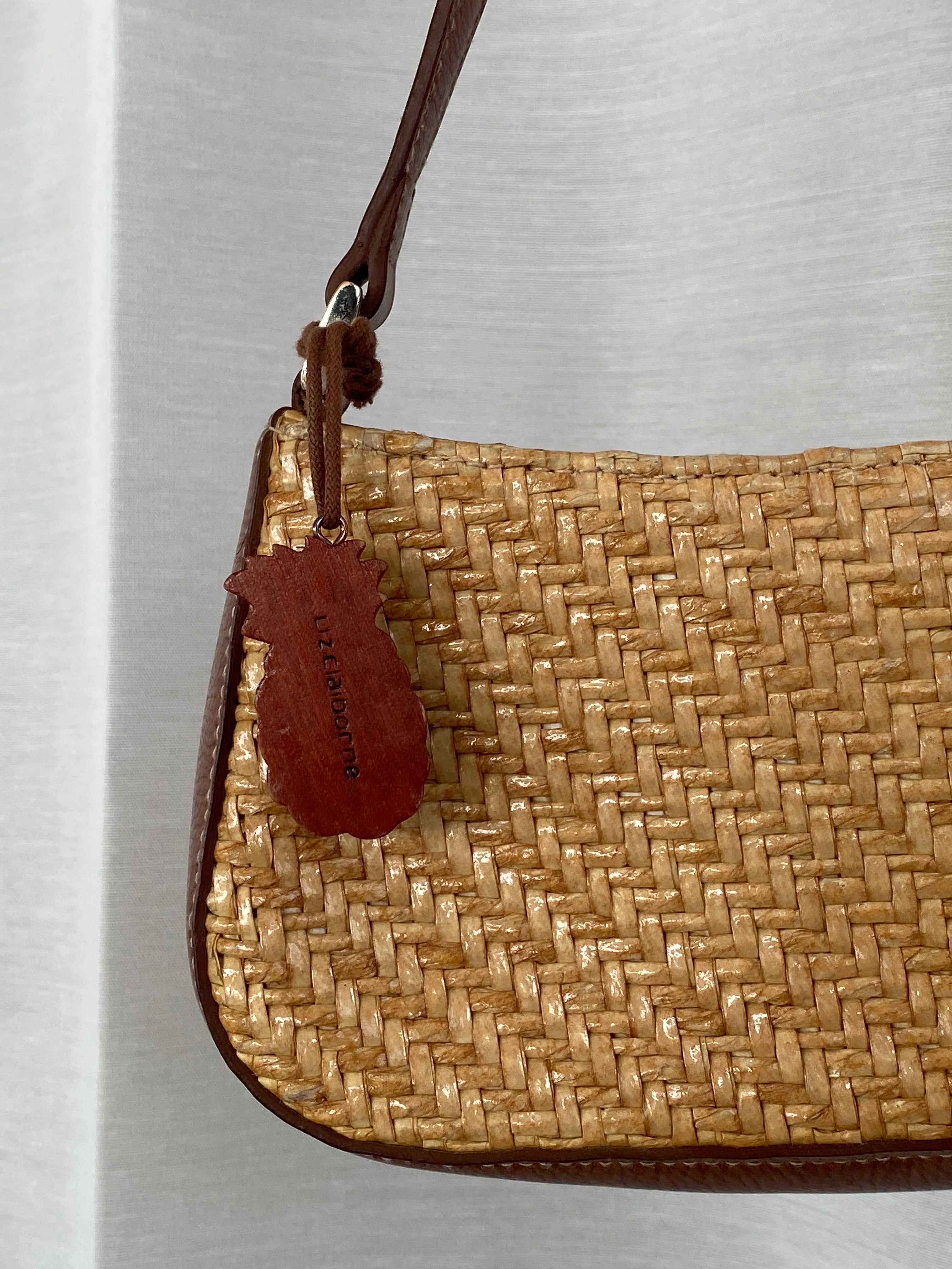 Vintage 90’s Y2K Liz Claiborne Shoulder Bag Purse, Woven Raffia Straw Wicker - Balagan Vintage Shoulder Bag 00s, bag, consignment, handbag, Tasnim