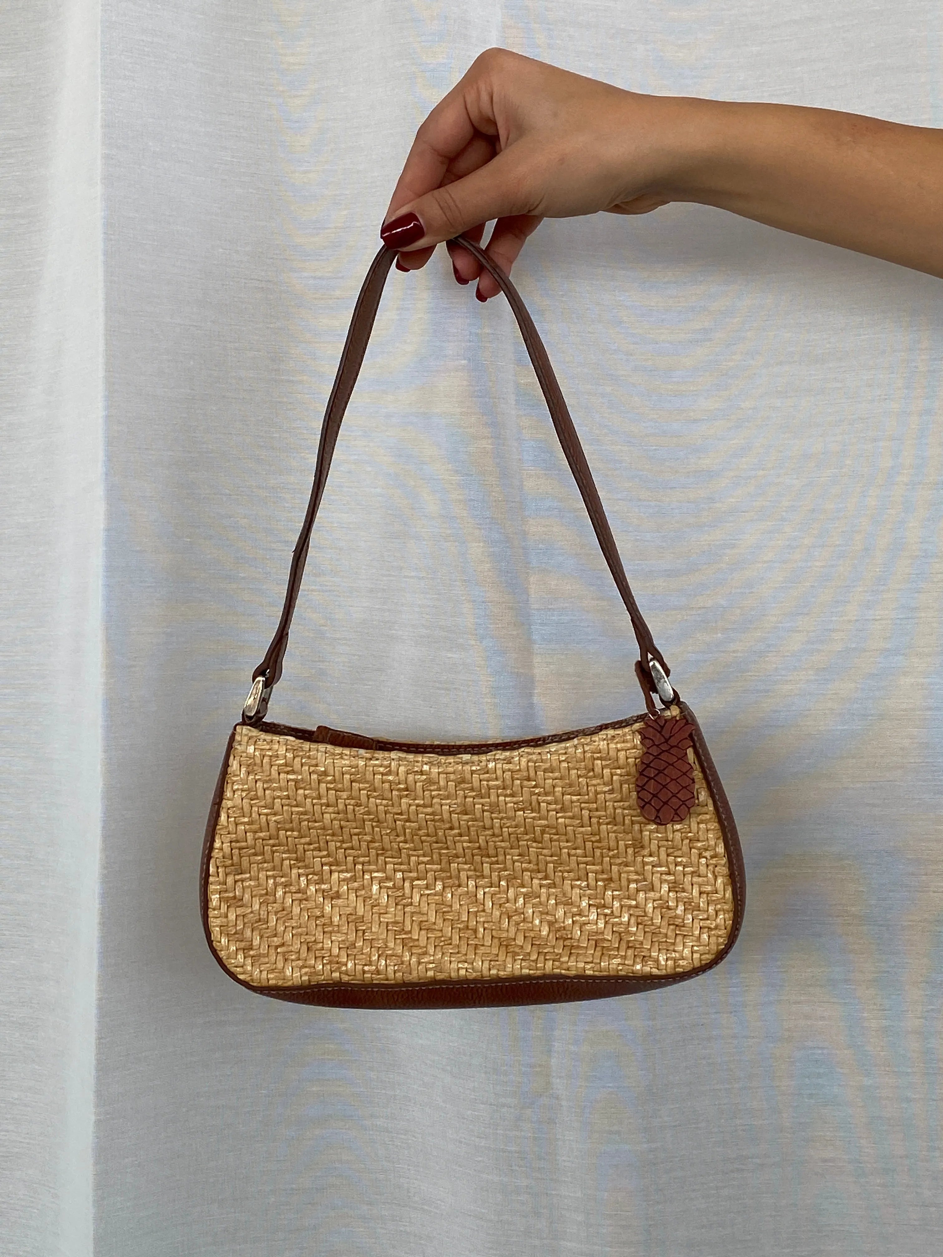 Vintage 90’s Y2K Liz Claiborne Shoulder Bag Purse, Woven Raffia Straw Wicker - Balagan Vintage Shoulder Bag 00s, bag, consignment, handbag, Tasnim