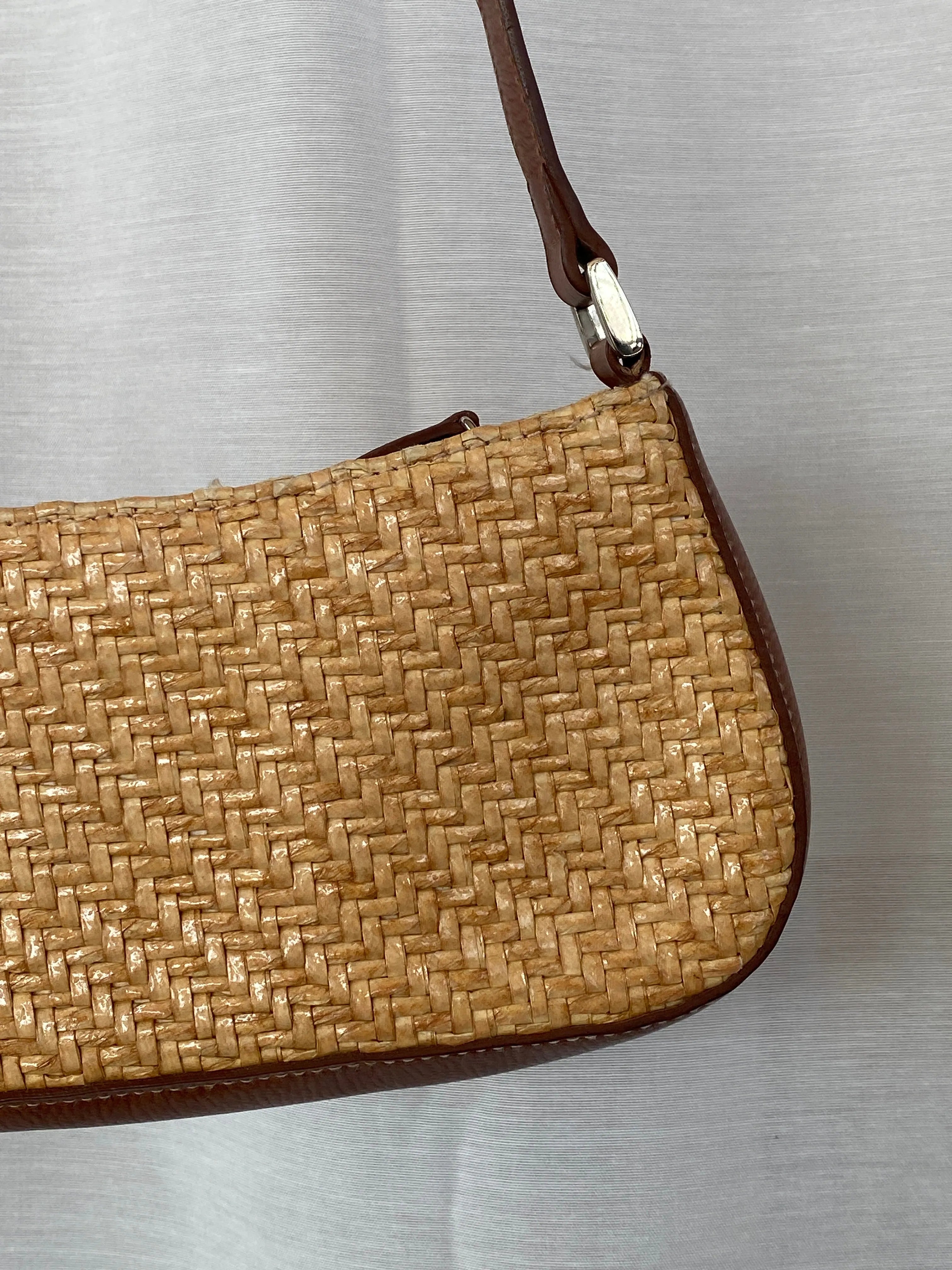 Vintage 90’s Y2K Liz Claiborne Shoulder Bag Purse, Woven Raffia Straw Wicker - Balagan Vintage Shoulder Bag 00s, bag, consignment, handbag, Tasnim