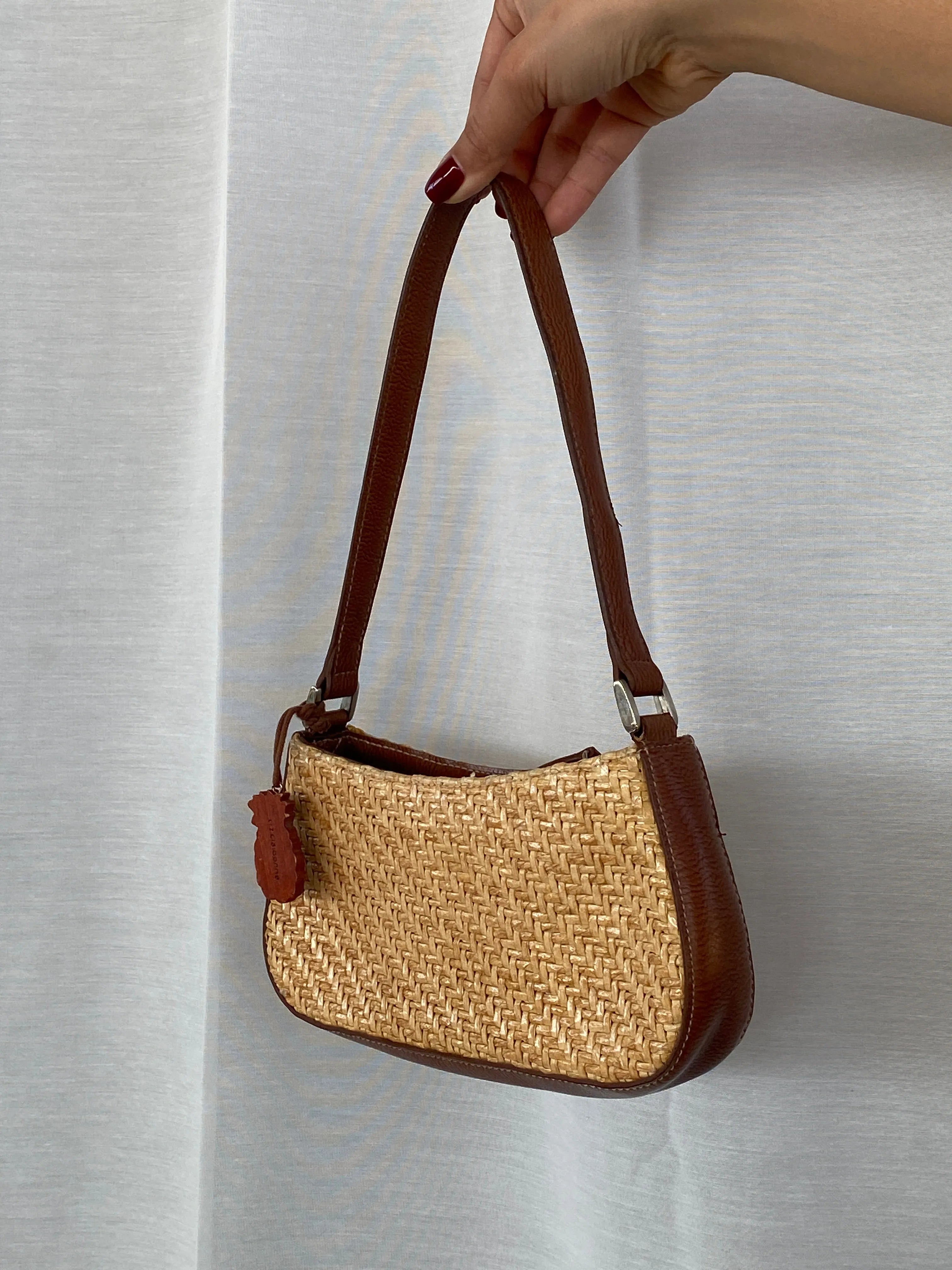 Vintage 90’s Y2K Liz Claiborne Shoulder Bag Purse, Woven Raffia Straw Wicker - Balagan Vintage Shoulder Bag 00s, bag, consignment, handbag, Tasnim