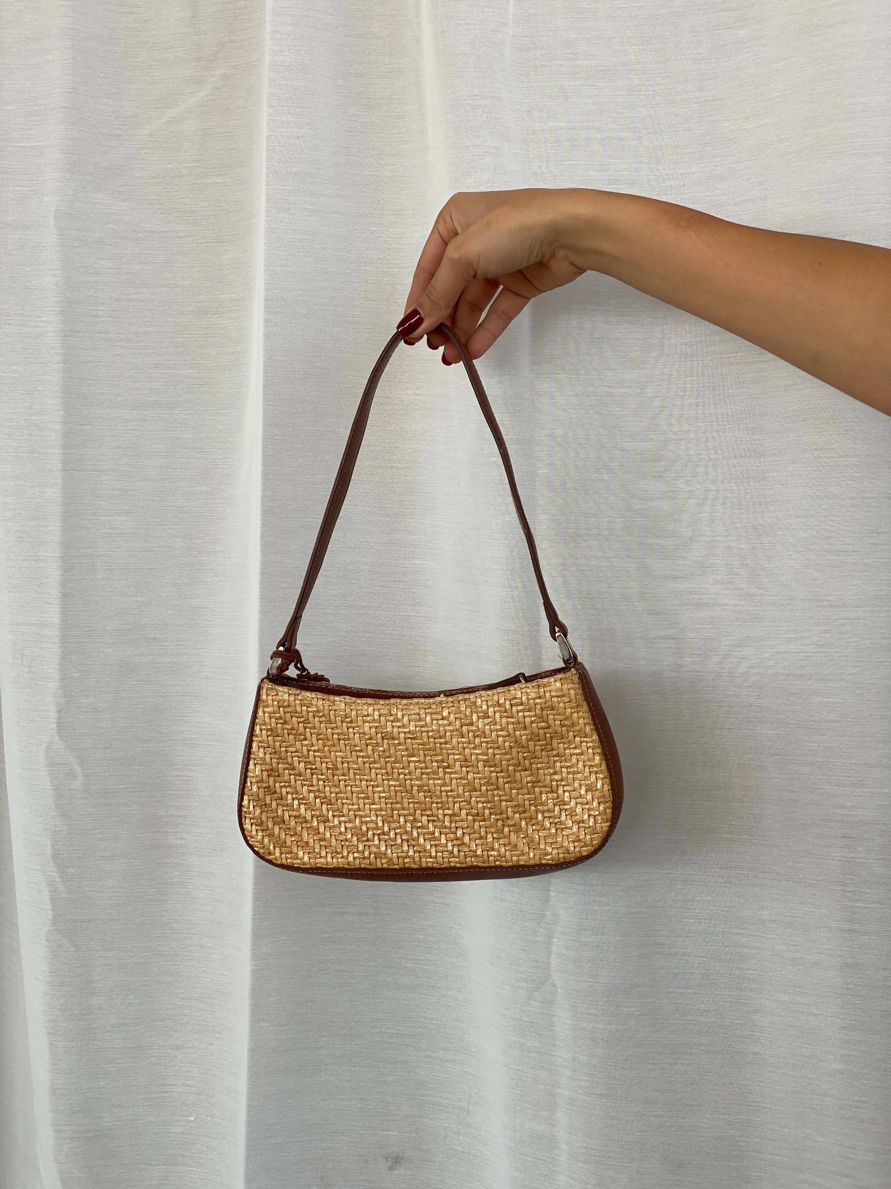 Vintage 90’s Y2K Liz Claiborne Shoulder Bag Purse, Woven Raffia Straw Wicker - Balagan Vintage Shoulder Bag 00s, bag, consignment, handbag, Tasnim