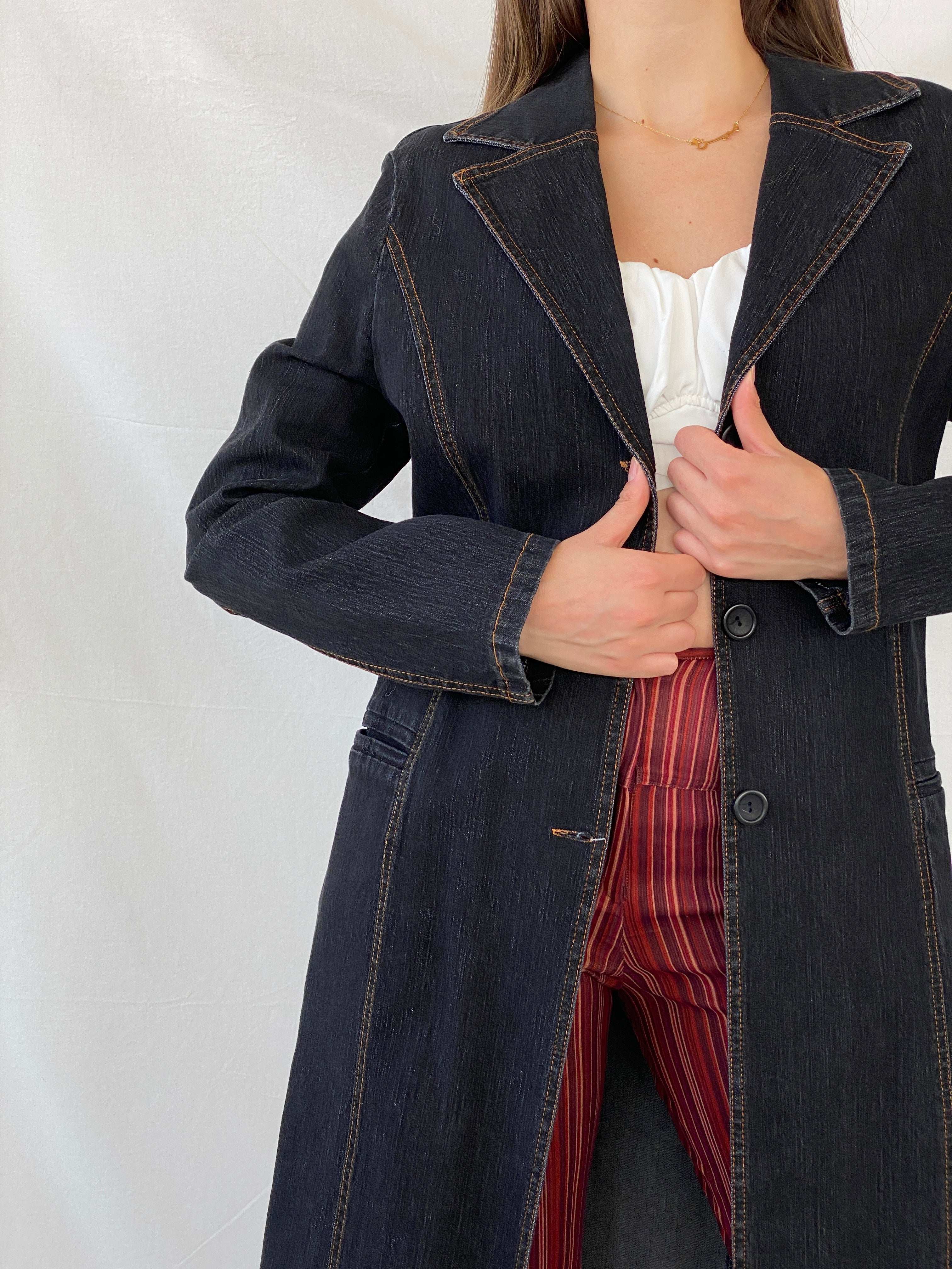 Vintage 90s BALANCE Dark Denim Coat - L - Balagan Vintage Denim Jacket 00s, denim, denim jacket, Mira