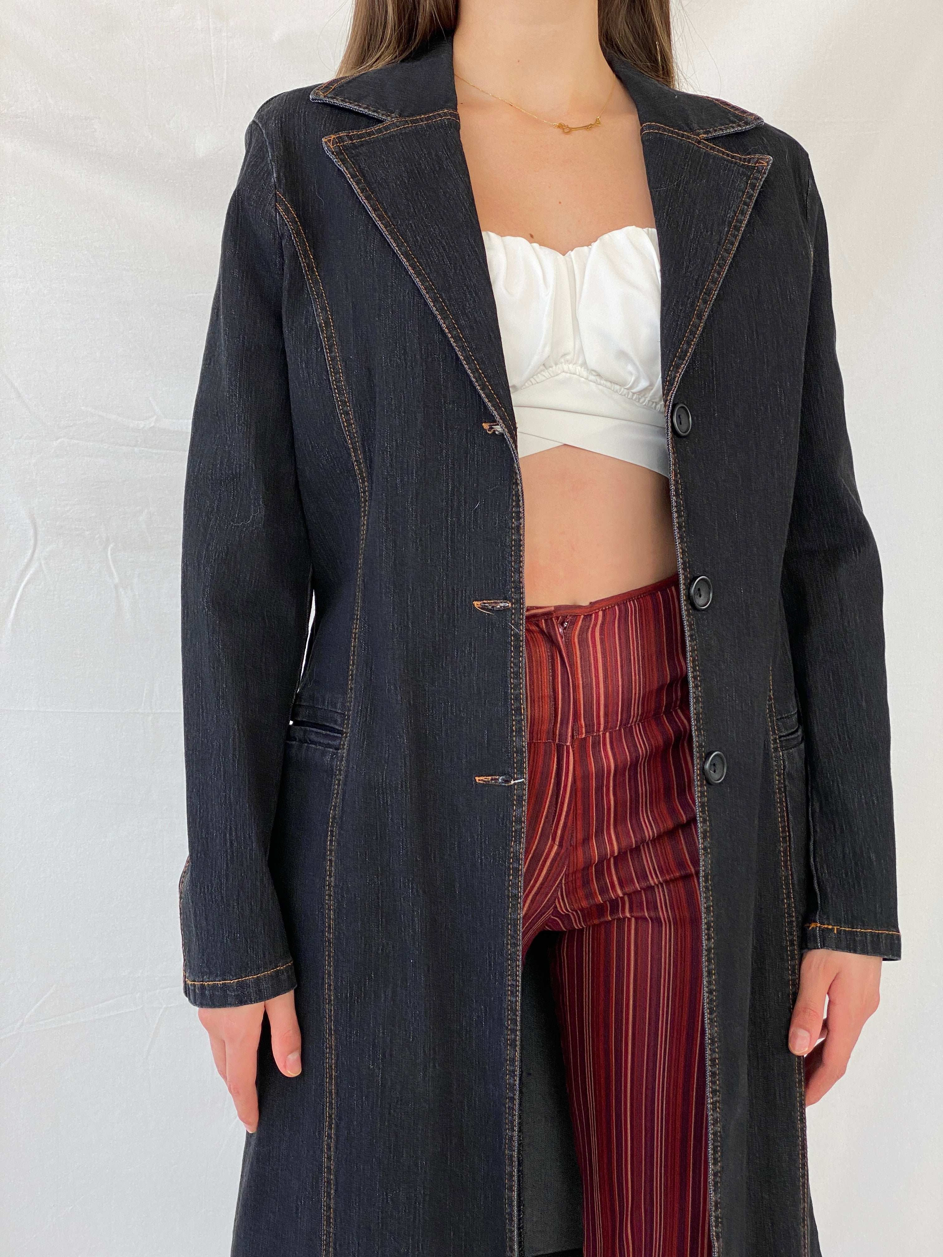 Vintage 90s BALANCE Dark Denim Coat - L - Balagan Vintage Denim Jacket 00s, denim, denim jacket, Mira