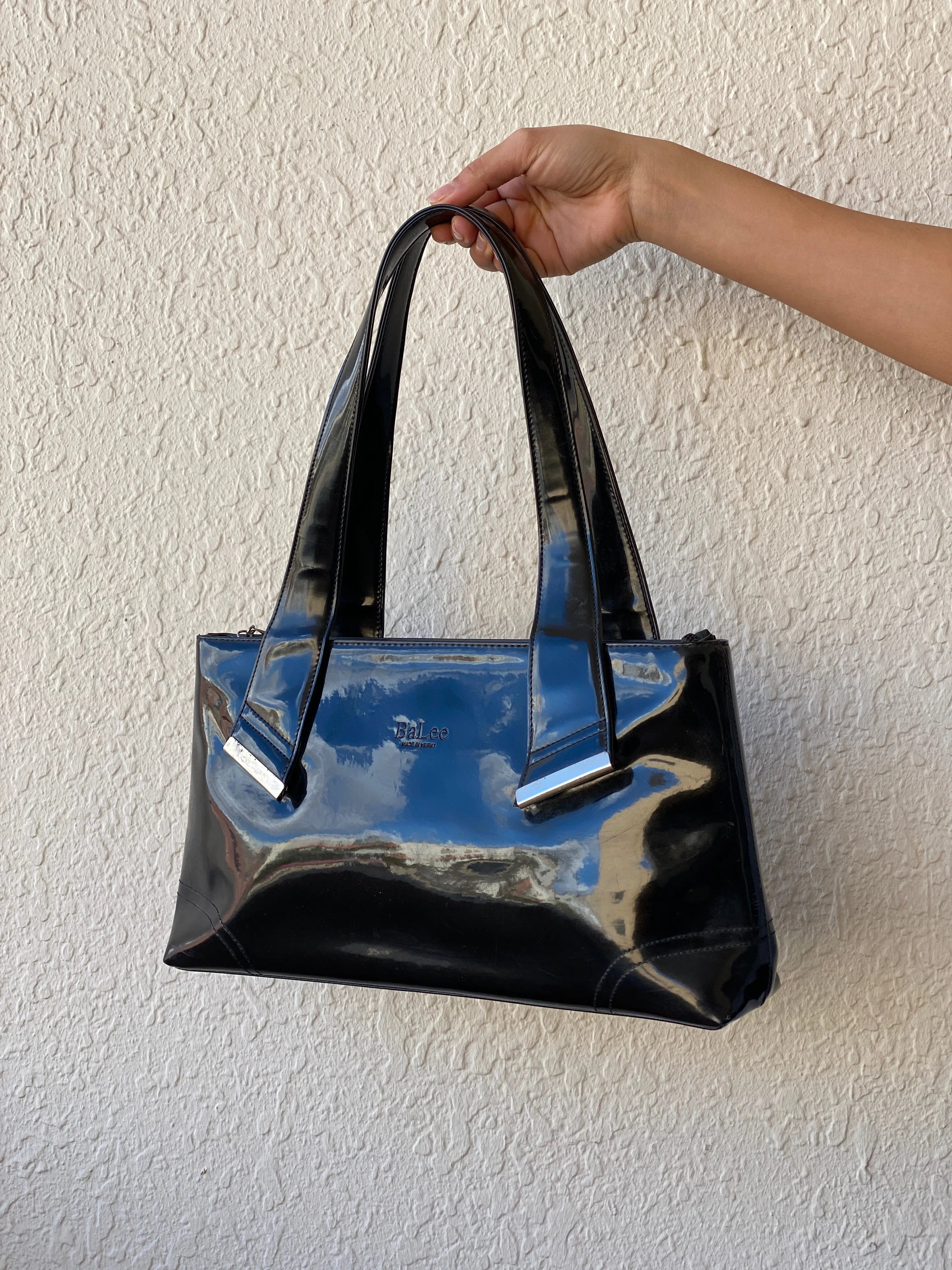 Vintage 90s BaLee Black Patent Leather Shoulder Bag - Balagan Vintage Shoulder Bag 90s, bag, consignment, Dana, embellished bag, handbag, shoulder bag, vintage bags
