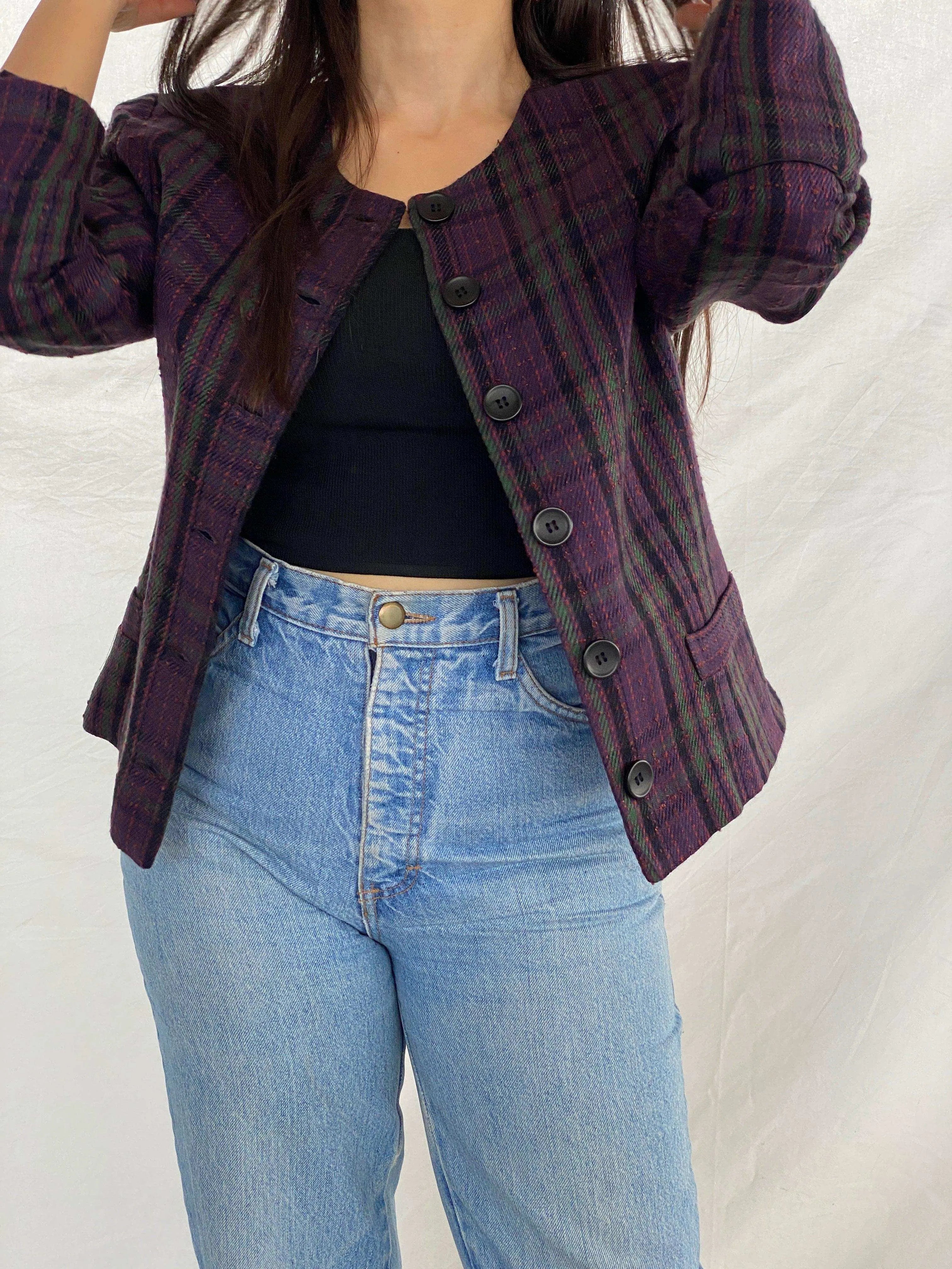 Vintage 90s Bedford Fair Striped Blazer - Balagan Vintage Blazer 90s, Aseel, blazer, Coats&Jackets, plaid blazer, Women's Blazers