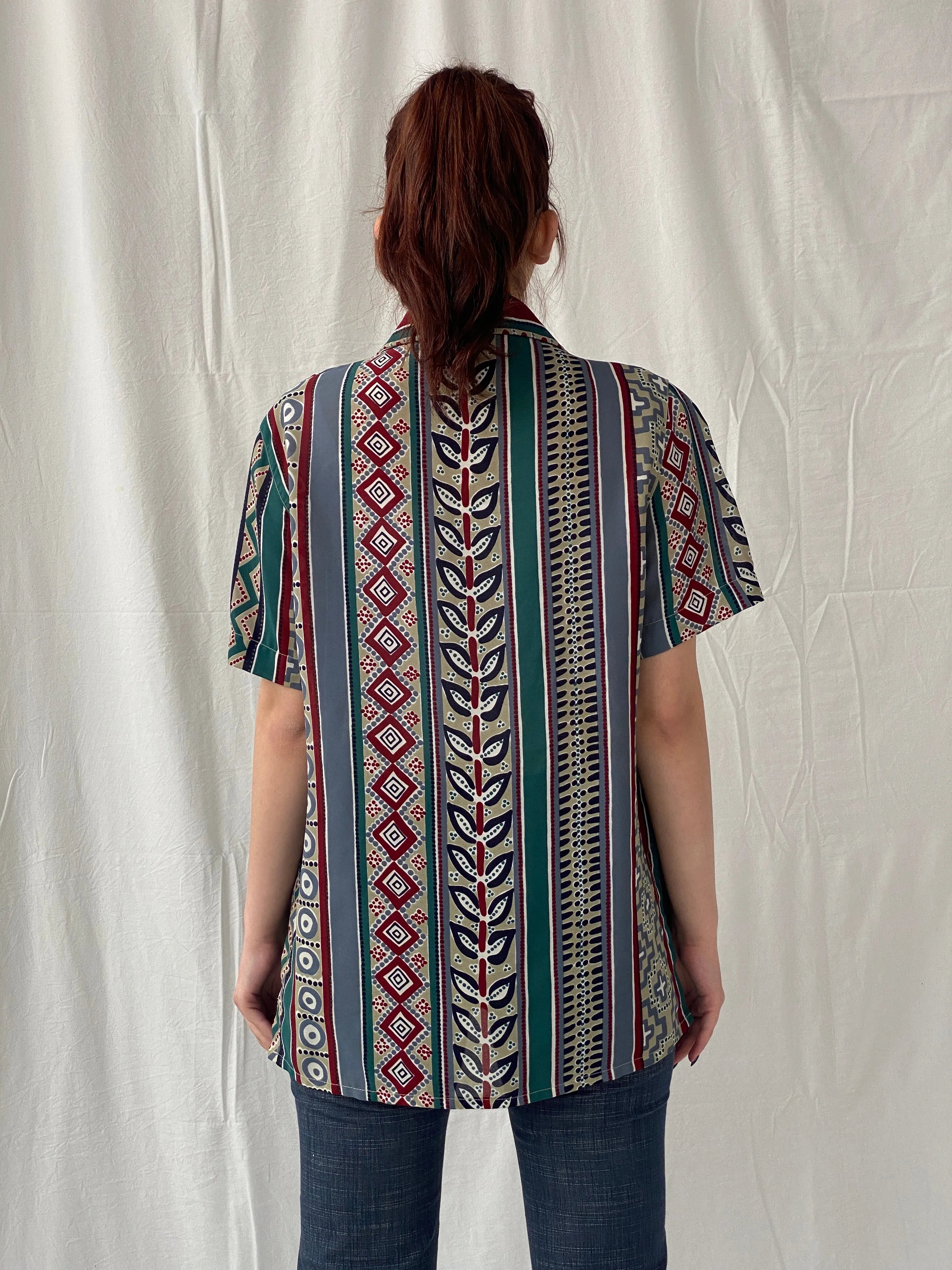 Vintage 90s Betty Barclay Striped Abstract Half Sleeve Women‘s Shirt - L - Balagan Vintage Half Sleeve Shirt 00s, Ayah, NEW IN, shirt, women shirt