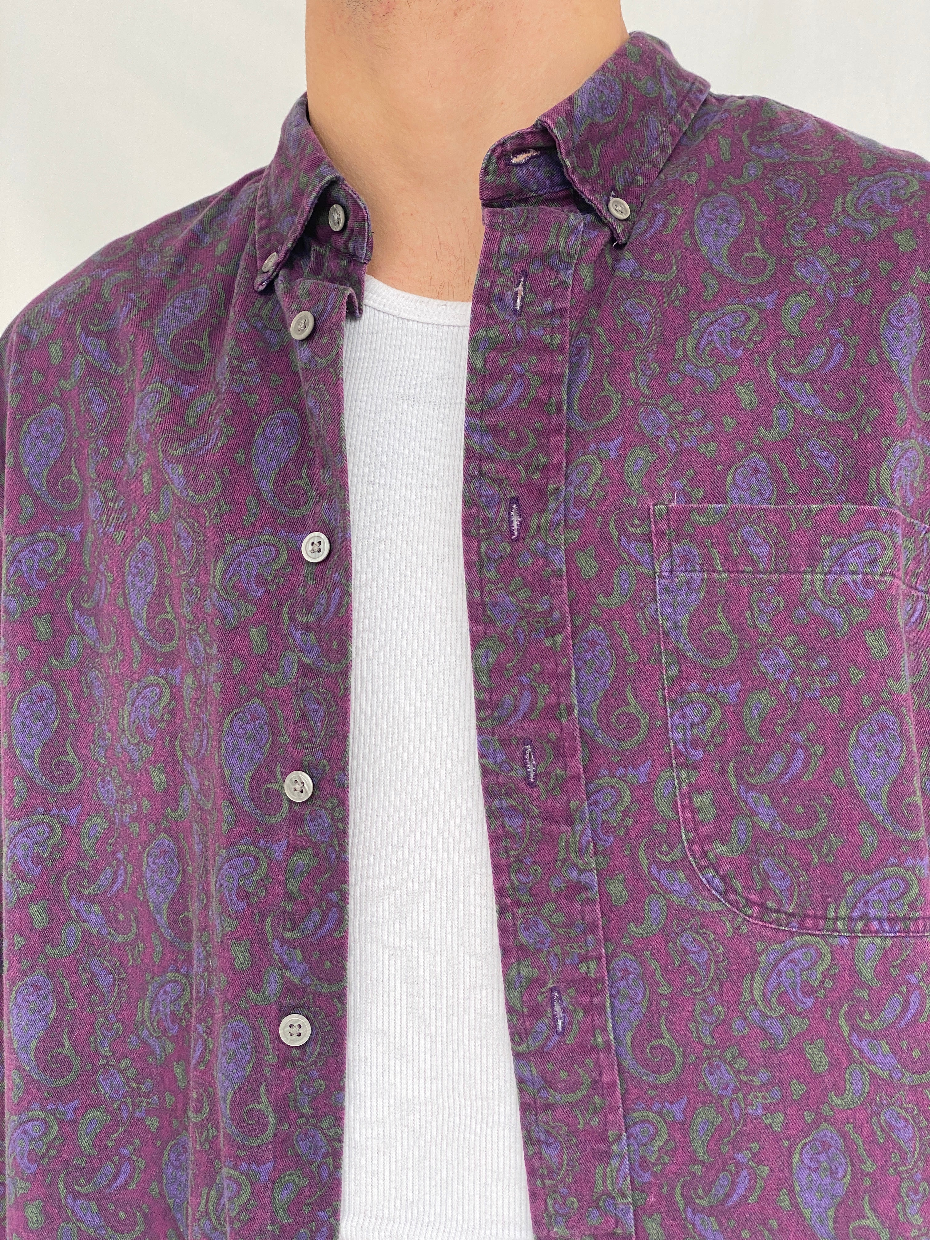 Vintage 90s Cambridge Classics Paisley Print Button Up Men’s Shirt - XL - Balagan Vintage Full Sleeve Shirt cotton shirt, floral shirt, full sleeve shirt, Hamza, mens shirt, NEW IN