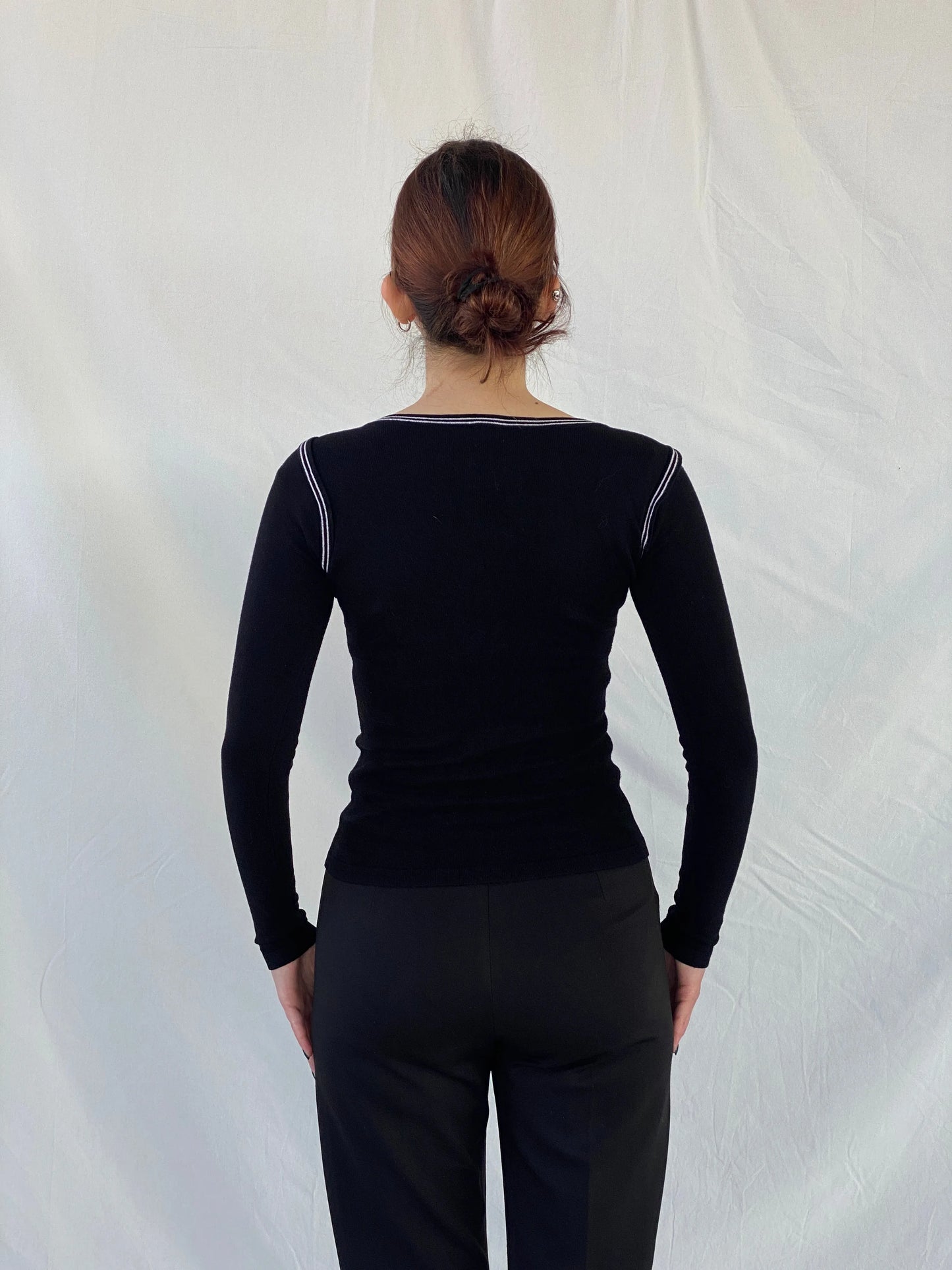 Vintage 90s Etam Women’s Fitted Black Long Sleeve Top - S - Balagan Vintage Sleeveless Top 00s, Ayah, consignment, full sleeve top, Melika, women top