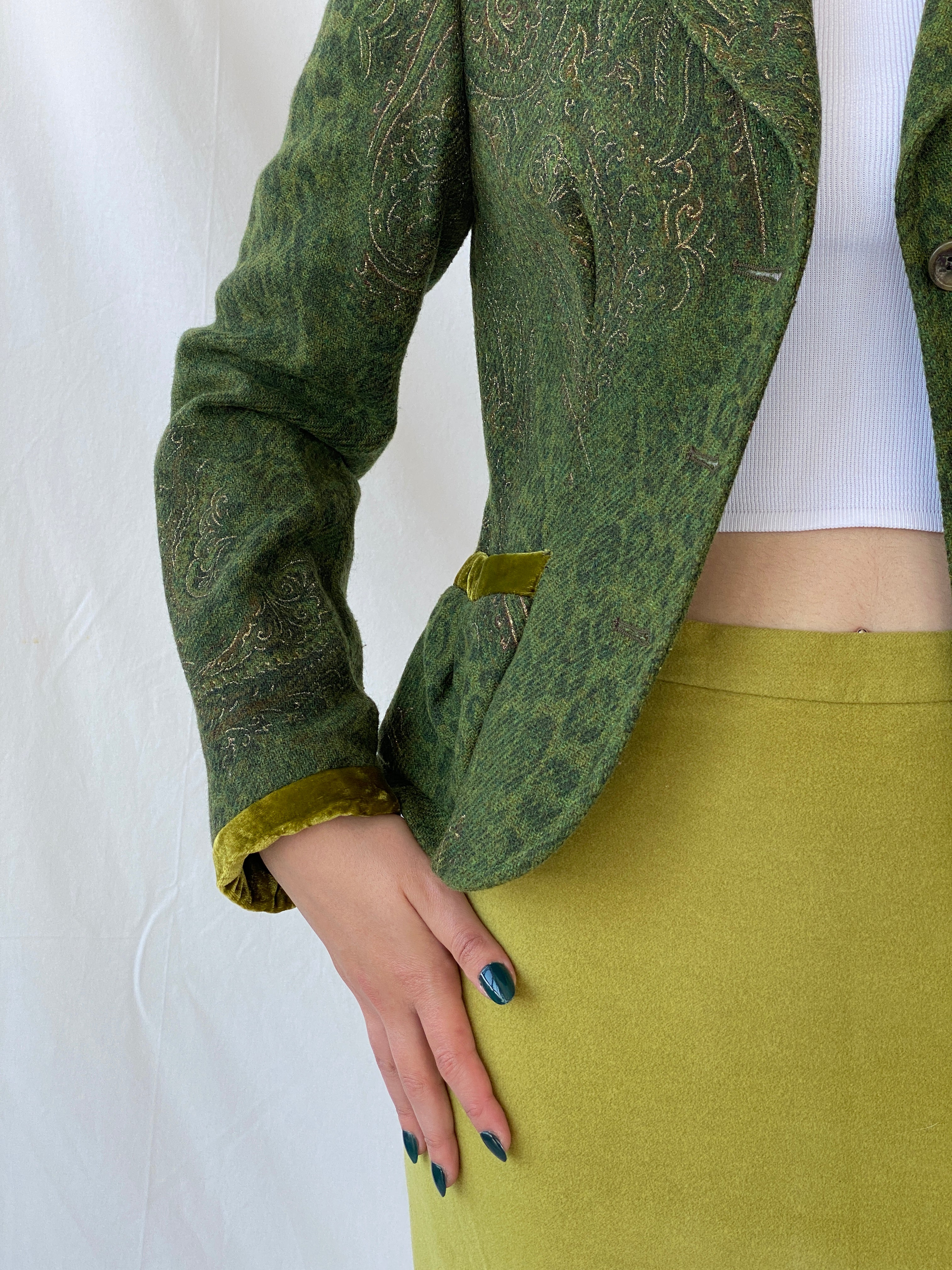 Vintage 90s Ever Green With Velvet Details Blazer - M - Balagan Vintage Blazer 90s, Ayah, blazer, NEW IN, winter