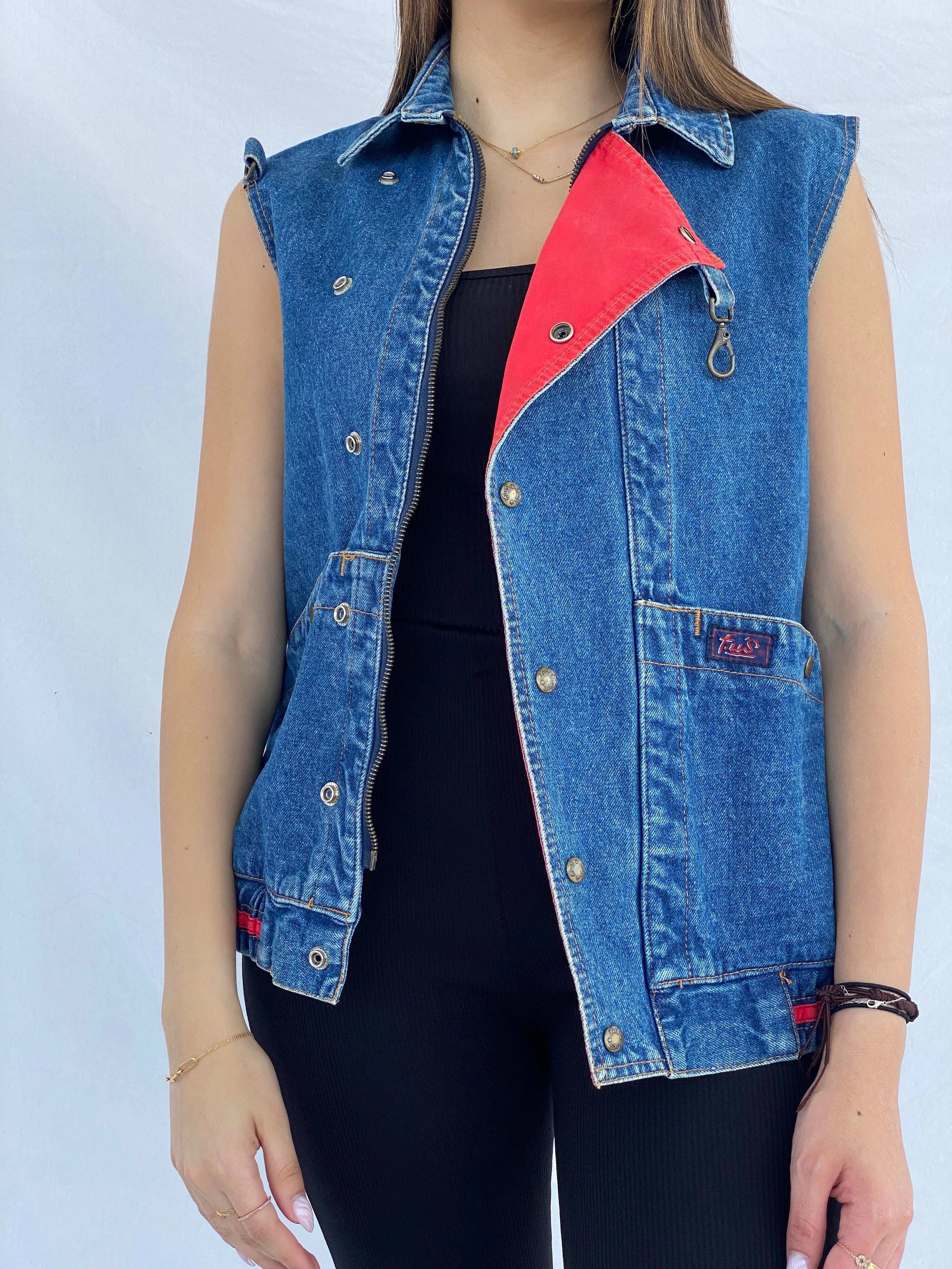 Vintage 90s F.uś London Denim Vest - Size M - Balagan Vintage Denim Vest 90s, denim, denim vest, Juana