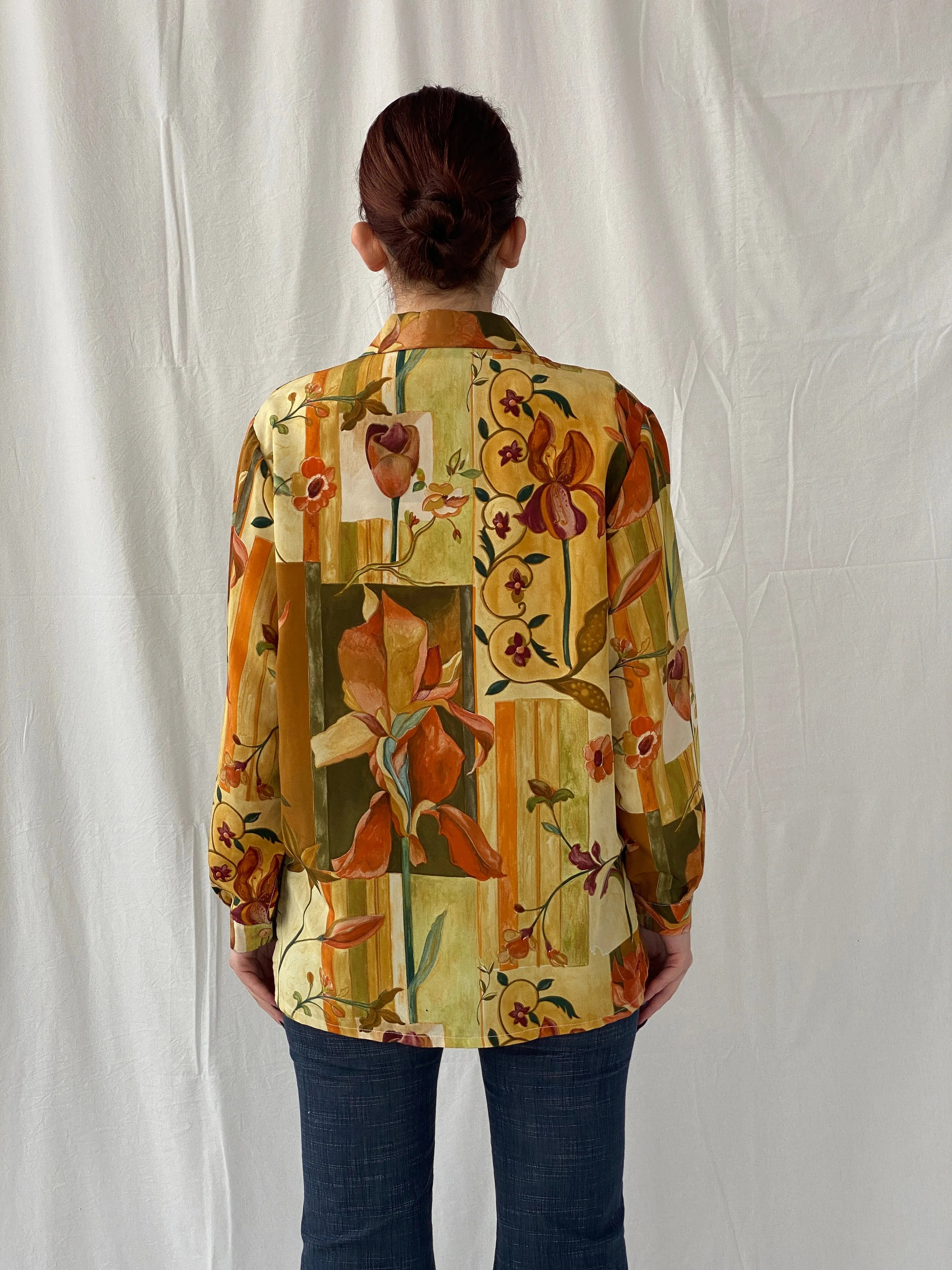 Vintage 90s Froggy Floral Full sleeve Women’s Summer Shirt - L - Balagan Vintage Full sleeve Shirt 00s, Ayah, floral, floral print, floral shirt, women top