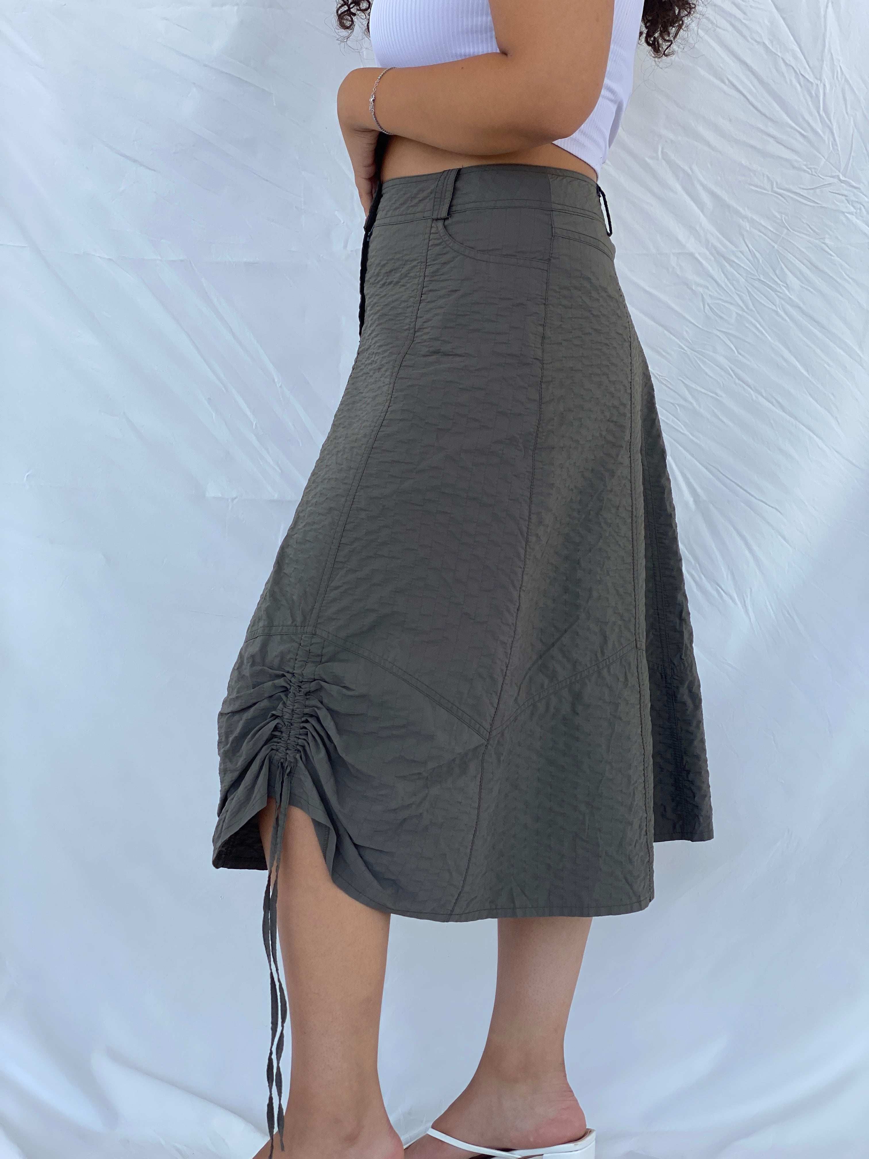 Vintage 90s Gelco Olive Green Midi Skirt - L - Balagan Vintage Midi Skirt 00s, 90s, cargo skirt, Dina, floral skirt, midi skirt