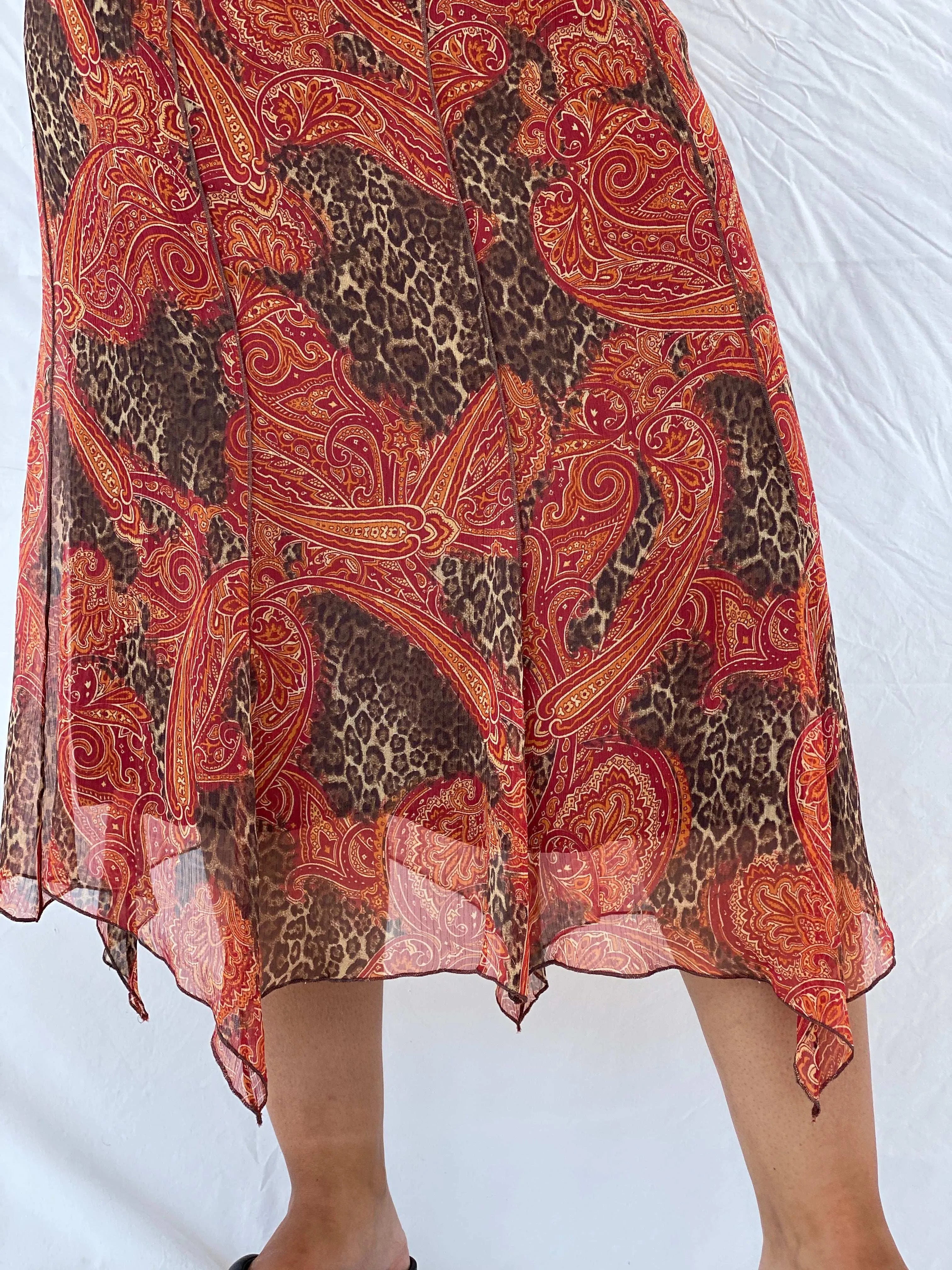 Vintage 90s Gelco Orange Midi Skirt Size XL - Balagan Vintage Midi Skirt 00s, 90s, animal print, Dina, floral skirt, midi skirt