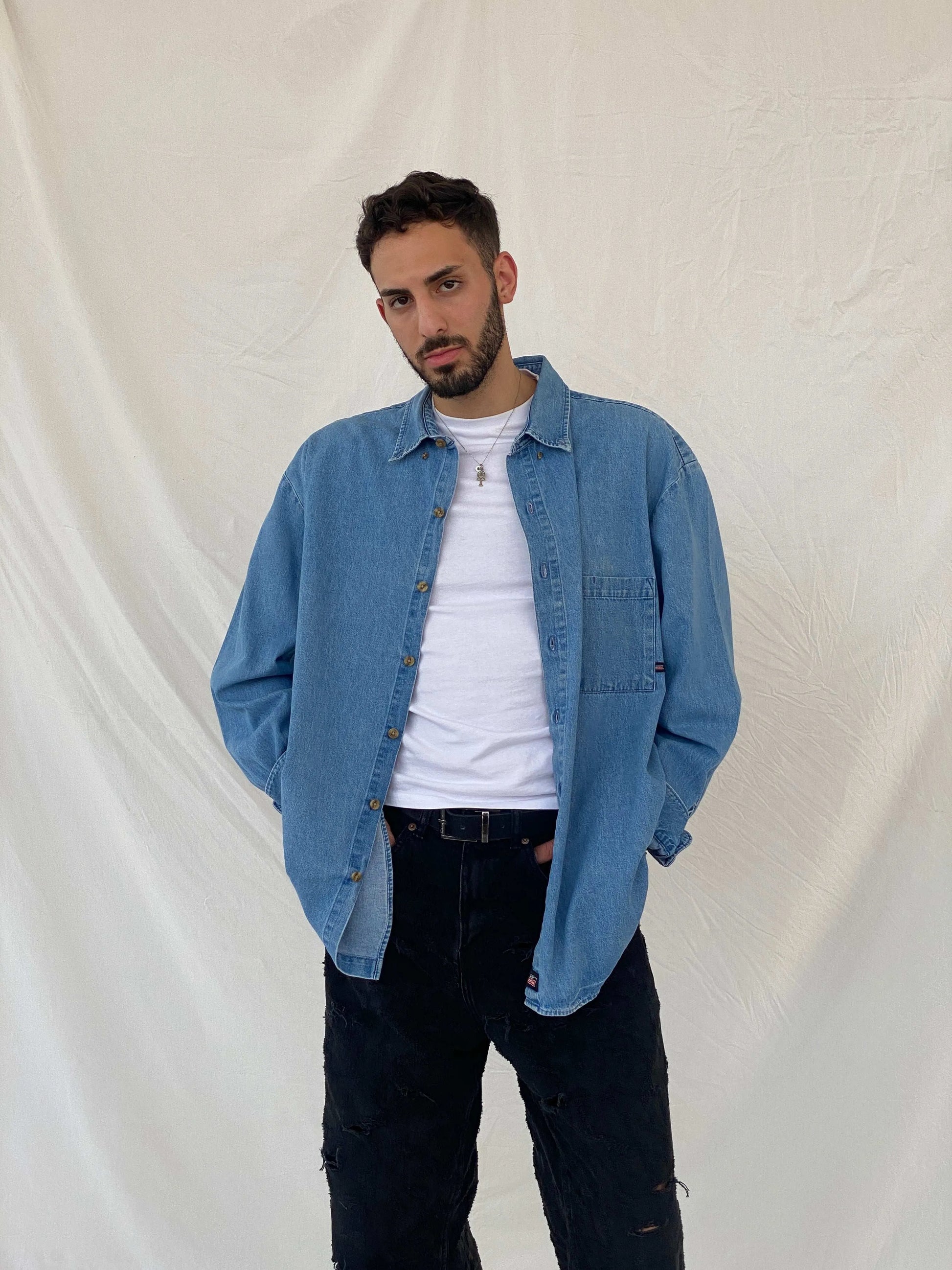 Vintage 90s Genuine Dickies Denim Shirt Size 2XL - Balagan Vintage Full Sleeve Shirt 90s, Awsam, full sleeve shirt