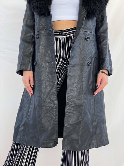 Vintage 90s Genuine Leather Coat - Balagan Vintage Leather Coat 80s, 90s, black leather, Coats&Jackets, Deals, genuine leather, genuine leather coat, Juana, Women's Coats, Women's Leather Jackets