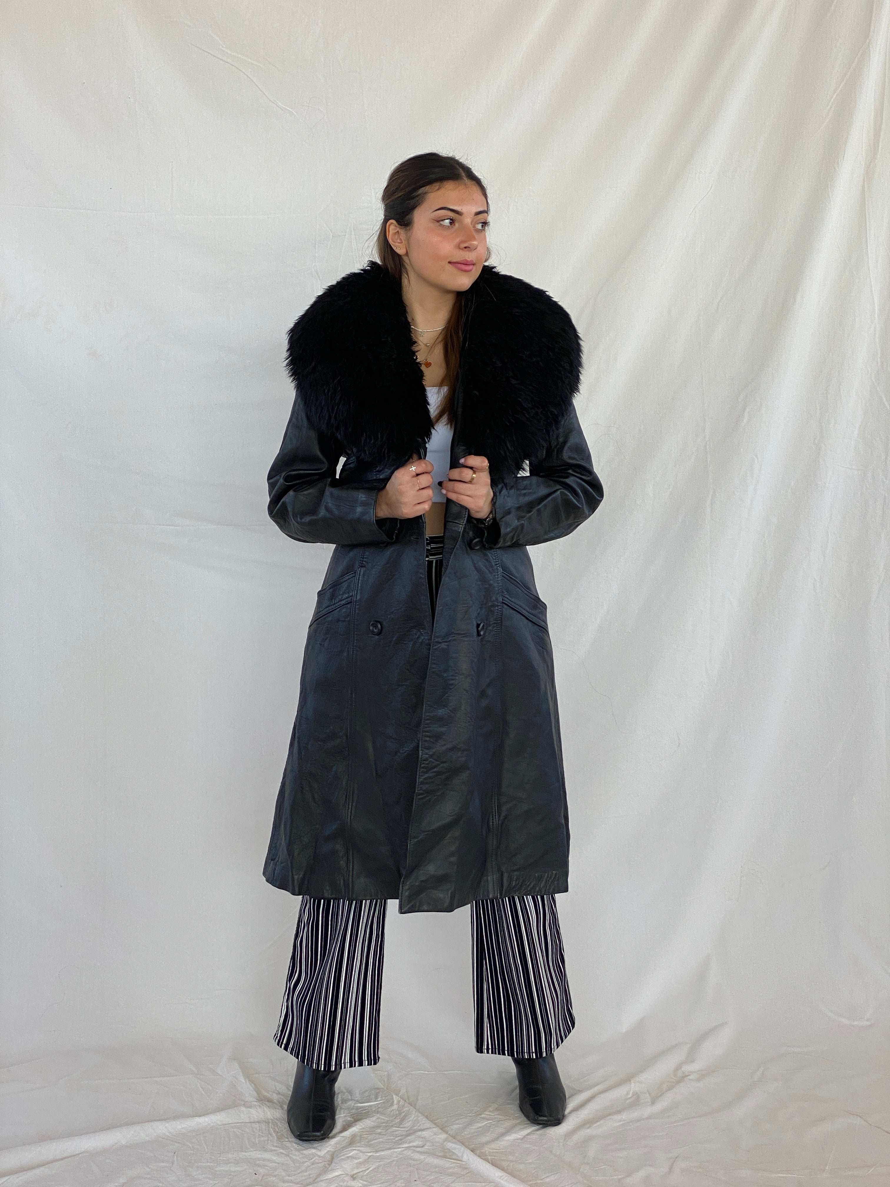 Vintage 90s Genuine Leather Coat - Balagan Vintage Leather Coat 80s, 90s, black leather, Deals, genuine leather, genuine leather coat, Juana