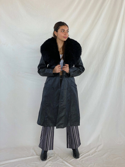 Vintage 90s Genuine Leather Coat - Balagan Vintage Leather Coat 80s, 90s, black leather, Coats&Jackets, Deals, genuine leather, genuine leather coat, Juana, Women's Coats, Women's Leather Jackets