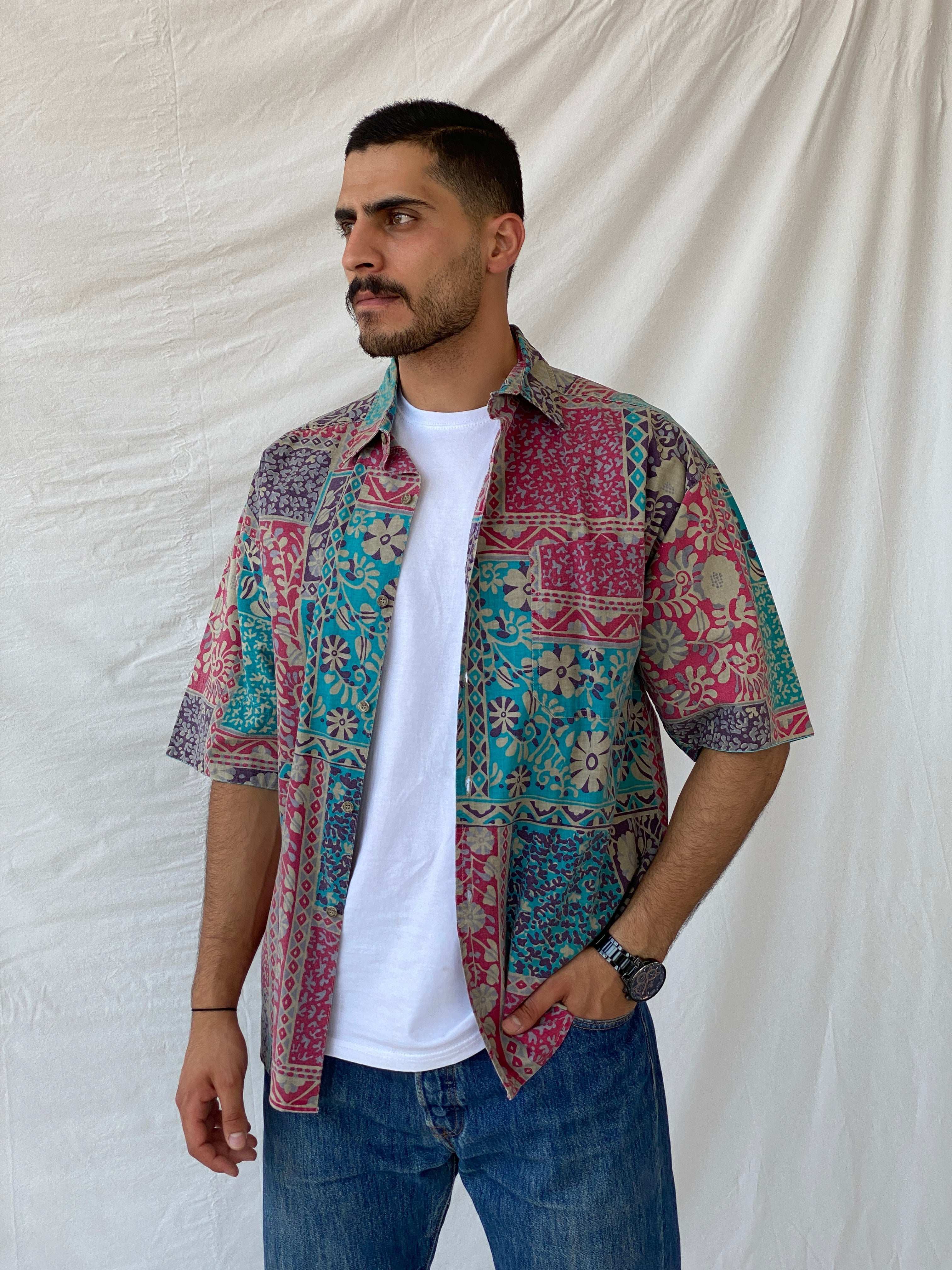 Vintage 90s Gitano Button-Up Men‘s Printed Shirt - M - Balagan Vintage Half Sleeve Shirt 90s, half sleeve shirt, Hawaiian shirt, mens shirt, printed shirt, Ramez, summer