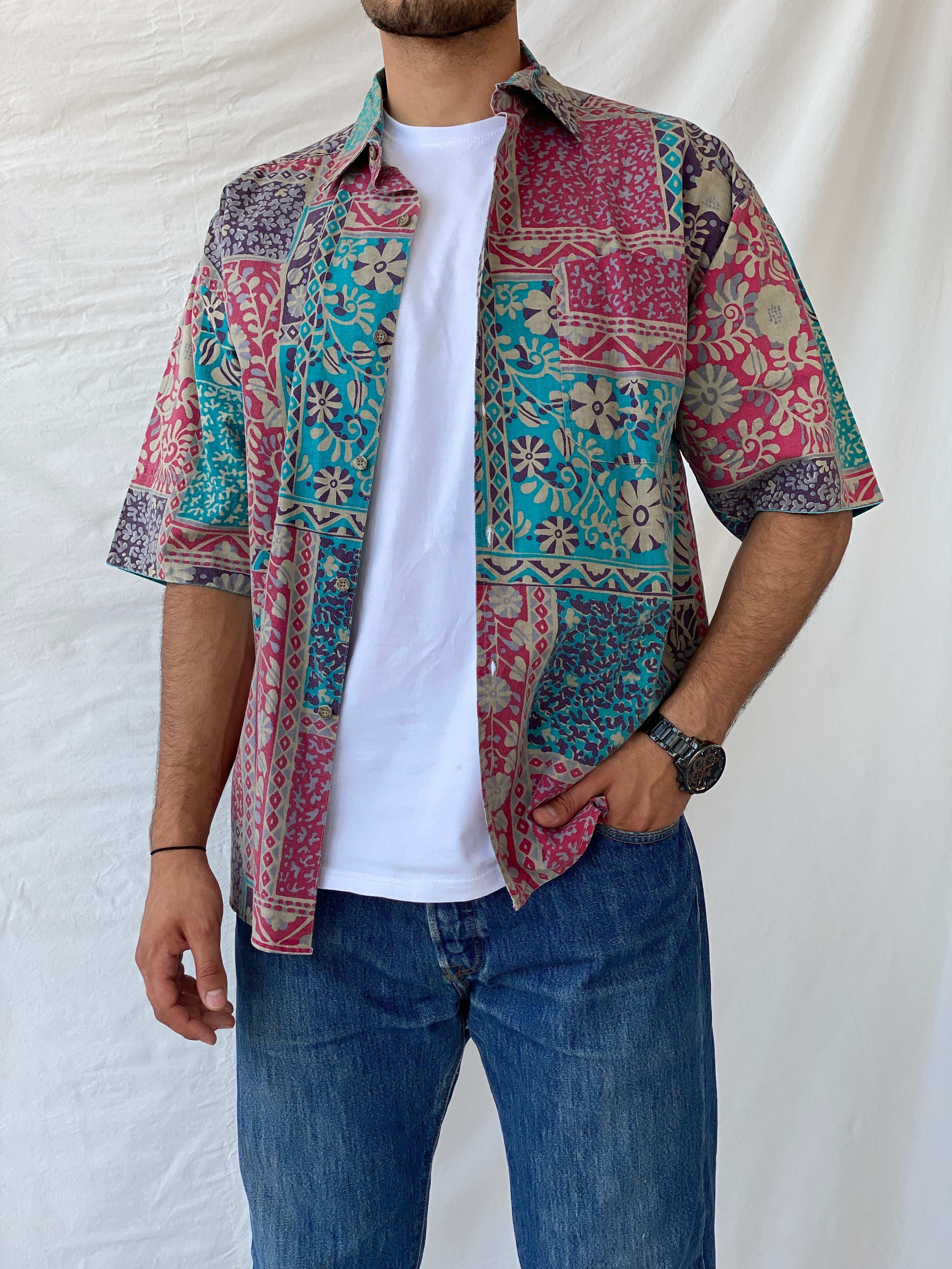 Vintage 90s Gitano Button-Up Men‘s Printed Shirt - M - Balagan Vintage Half Sleeve Shirt 90s, half sleeve shirt, Hawaiian shirt, mens shirt, printed shirt, Ramez, summer