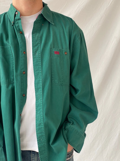 Vintage 90s Great Land Apparel Men’s Green Cotton Long Sleeve Shirt - XL - Balagan Vintage Full Sleeve Shirt cotton shirt, cowboy, full sleeve shirt, Hamza, handmade, mens shirt, shirt