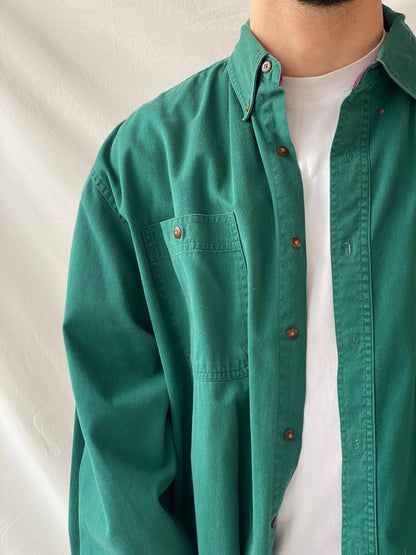 Vintage 90s Great Land Apparel Men’s Green Cotton Long Sleeve Shirt - XL - Balagan Vintage Full Sleeve Shirt cotton shirt, cowboy, full sleeve shirt, Hamza, handmade, mens shirt, shirt