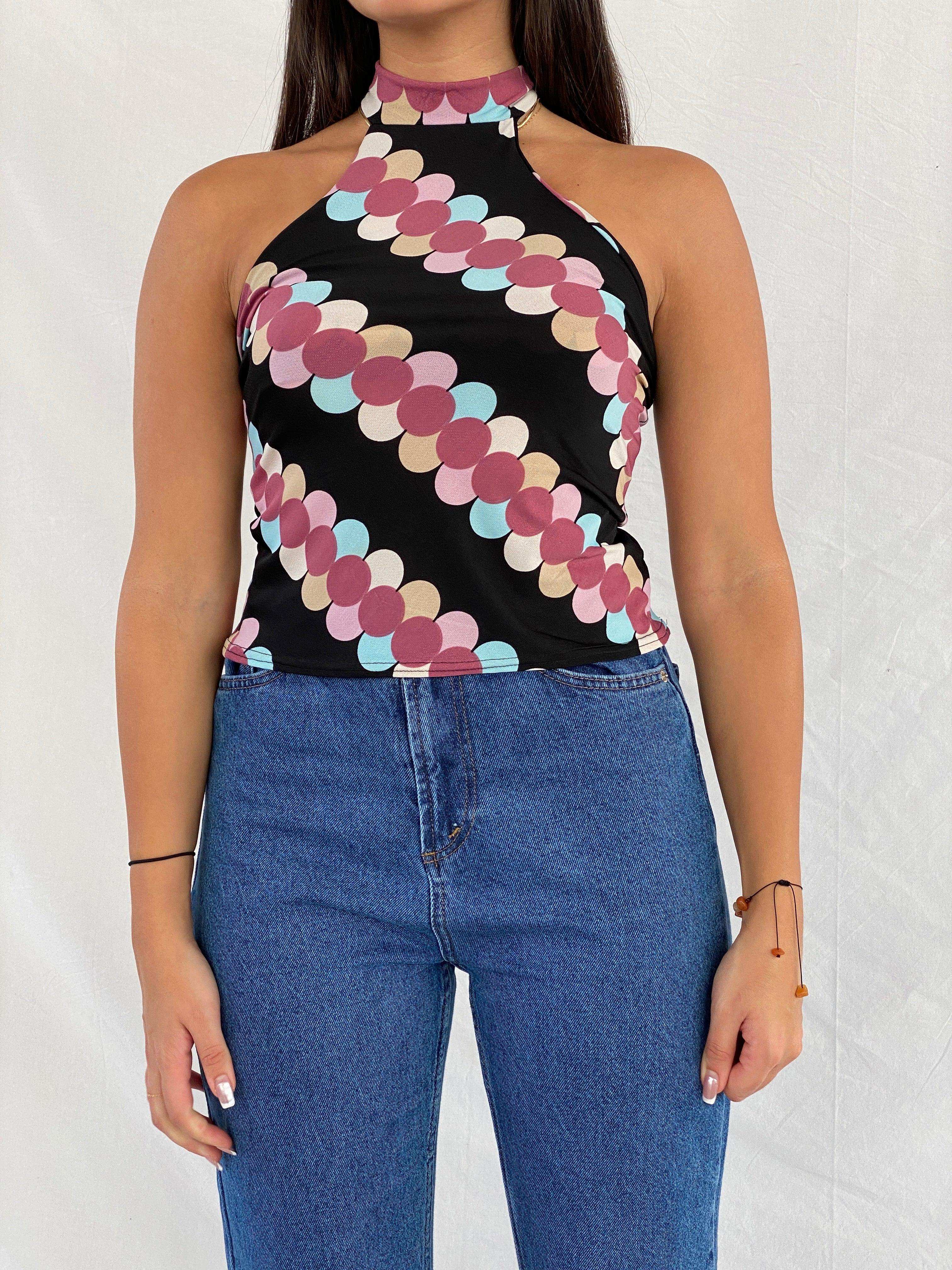 Vintage 90s Groovy EVITA Halter Top - Balagan Vintage Halter Top 00s, groovy, halter top, Rama